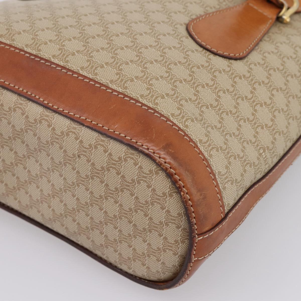 CELINE Macadam Tote Bag PVC Leather Beige Gold Tone Auth 202219