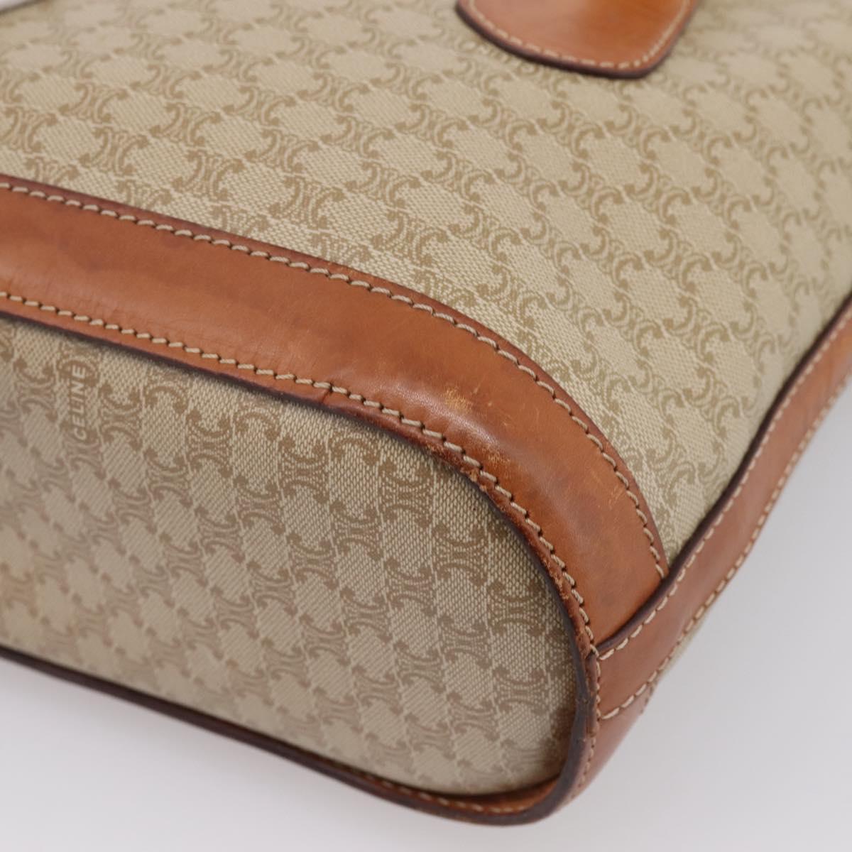 CELINE Macadam Tote Bag PVC Leather Beige Gold Tone Auth 202219