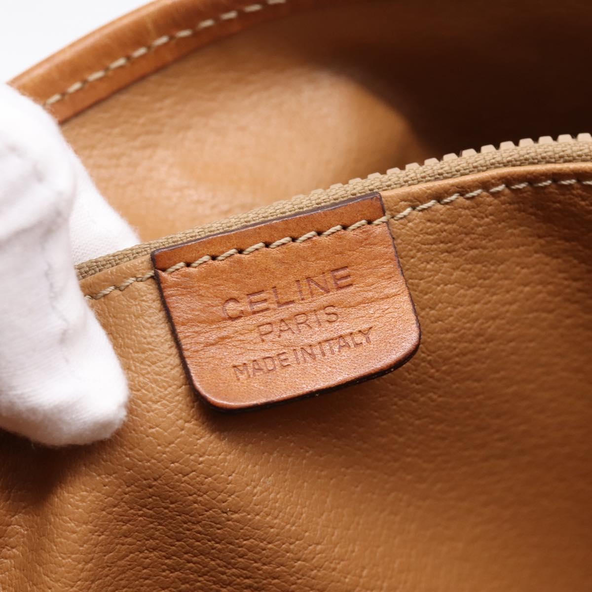 CELINE Macadam Tote Bag PVC Leather Beige Gold Tone Auth 202219