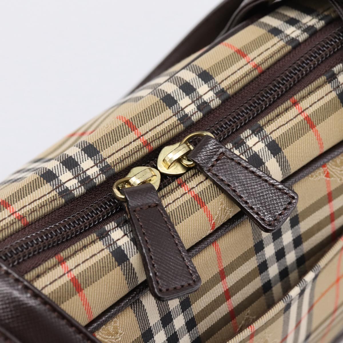 BURBERRY Nova Check Shoulder Bag Canvas Beige Gold Tone Auth 202220A