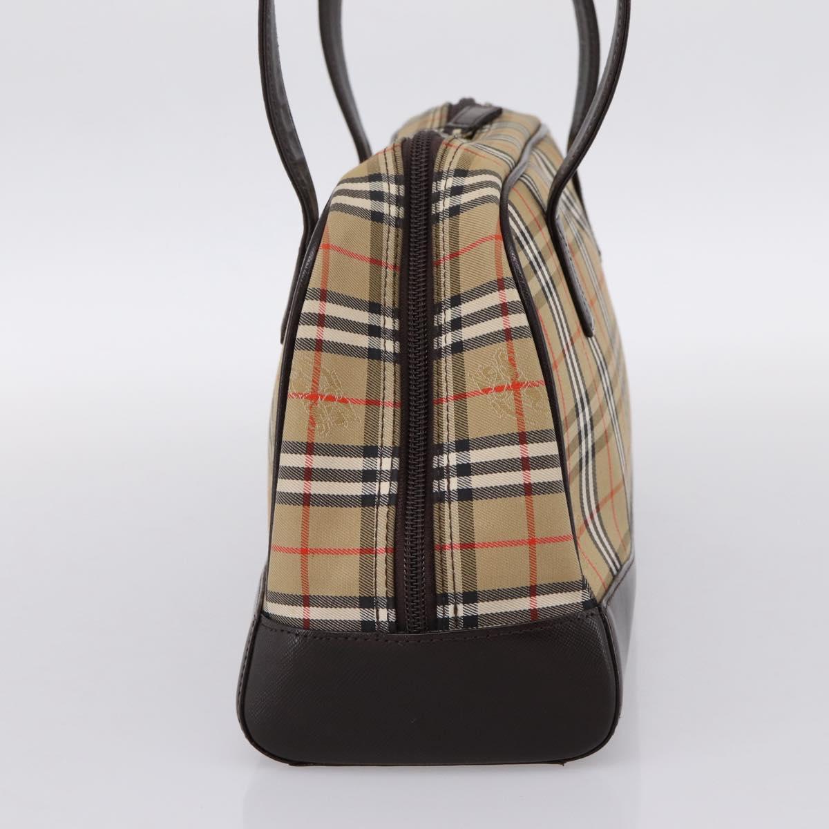 BURBERRY Nova Check Shoulder Bag Canvas Beige Gold Tone Auth 202220A
