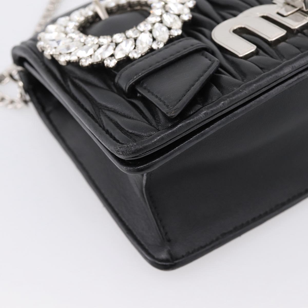 Miu Miu Matelasse Chain Shoulder Bag Leather Black Silver Auth 202224A