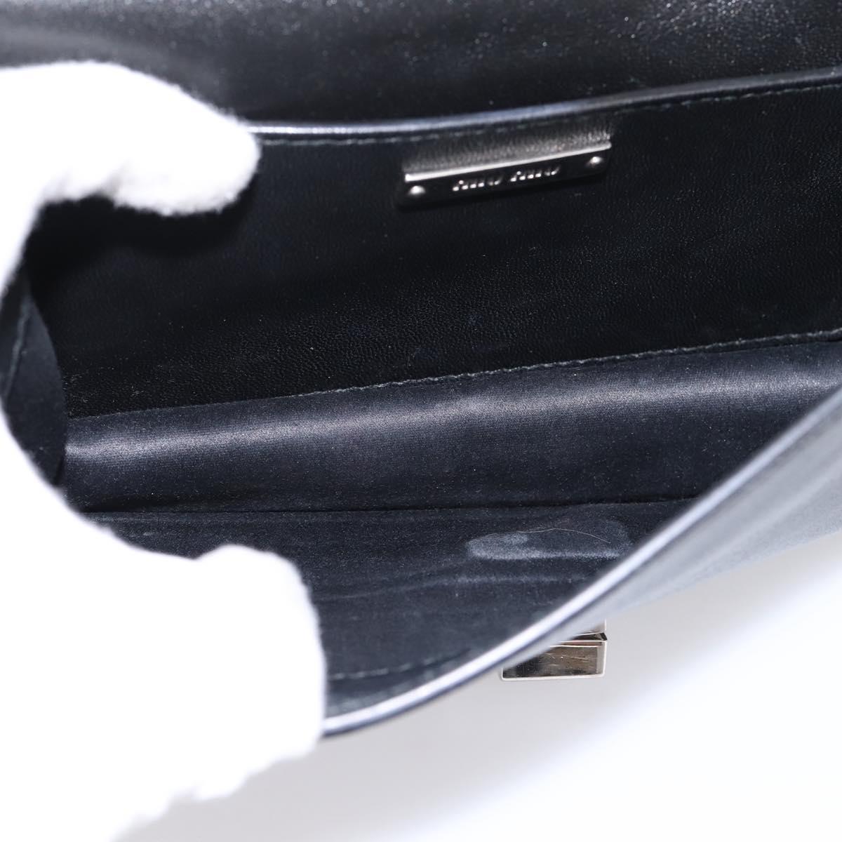 Miu Miu Matelasse Chain Shoulder Bag Leather Black Silver Auth 202224A