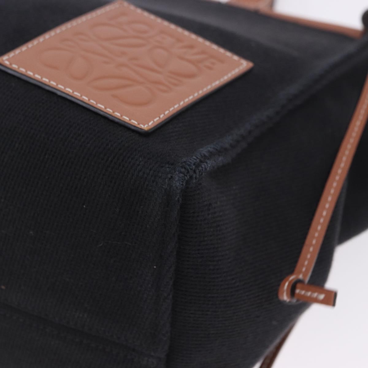 LOEWE Cushion Tote Bag Canvas Black Brown Auth 202225A
