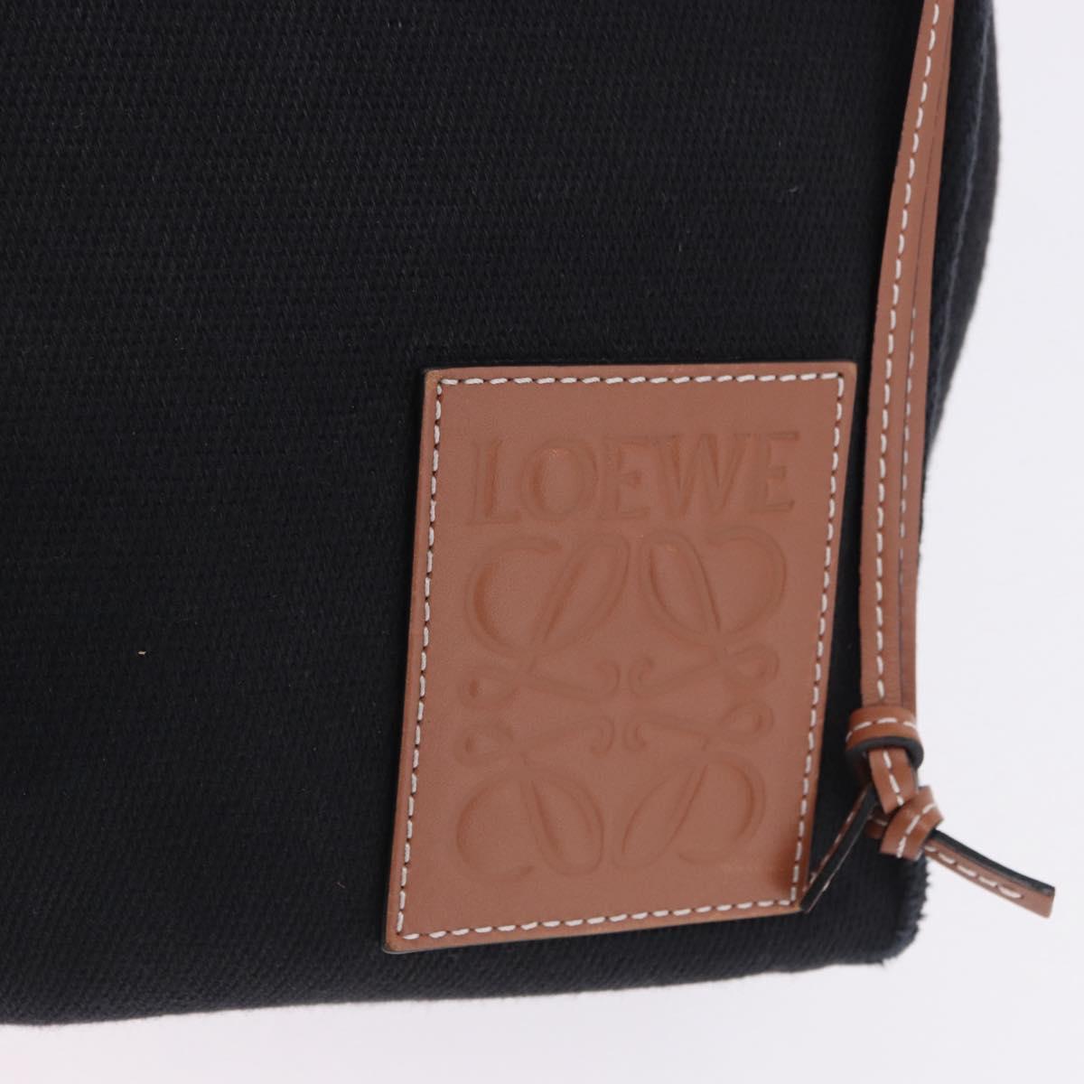 LOEWE Cushion Tote Bag Canvas Black Brown Auth 202225A