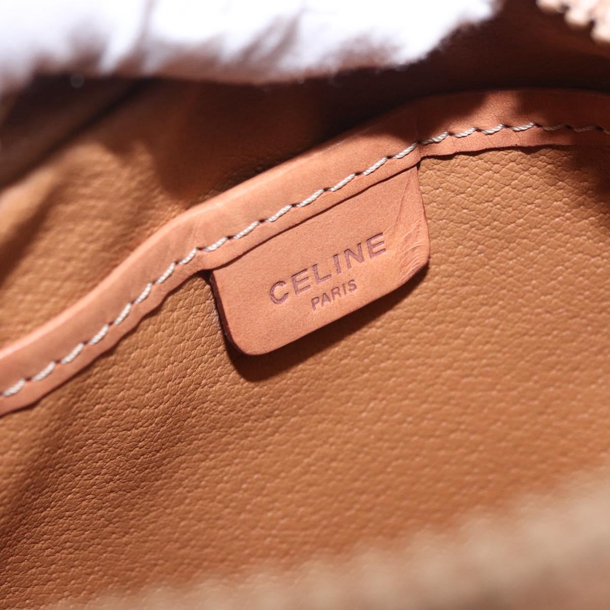 CELINE Macadam Shoulder Bag PVC Leather Beige Gold Tone Auth 202226