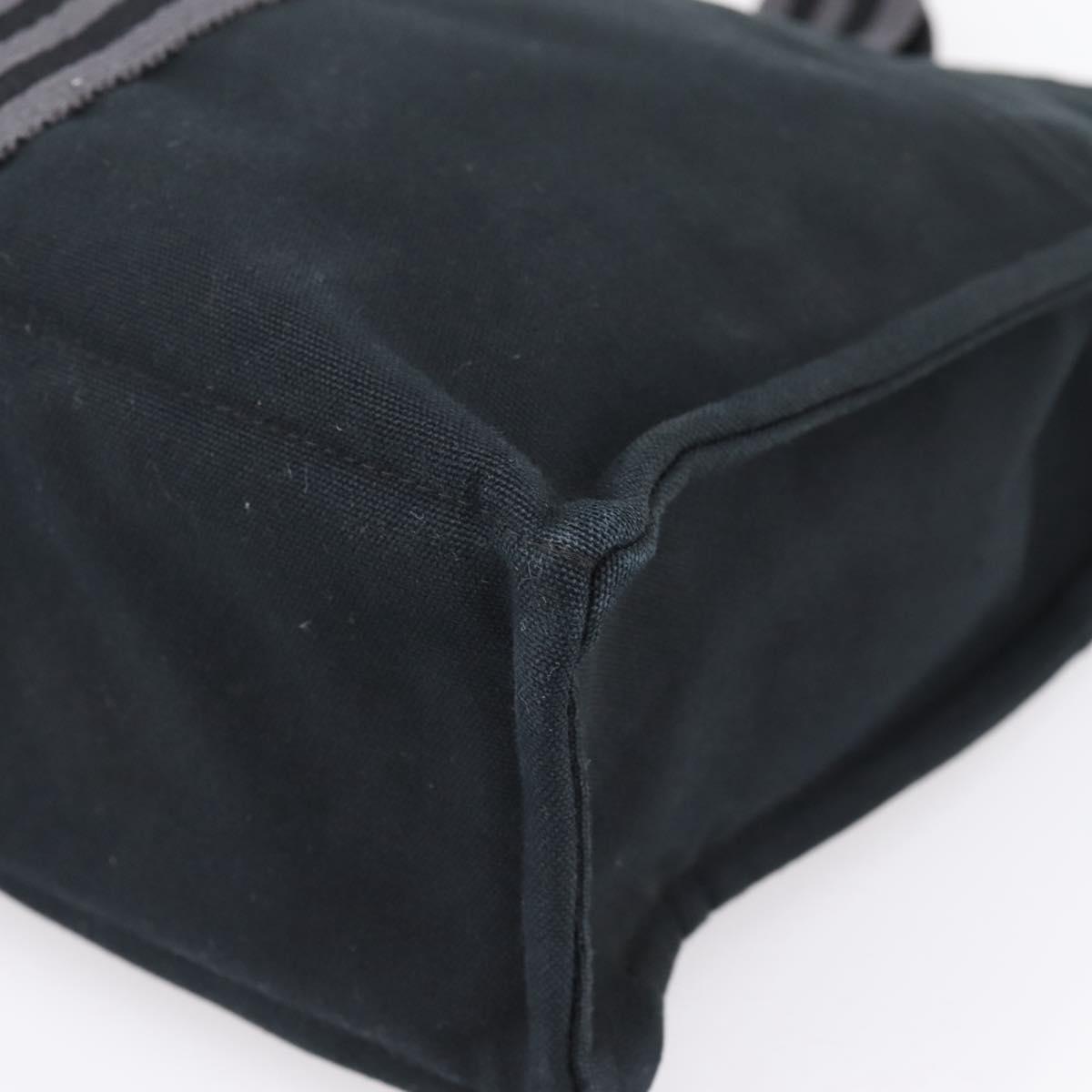 HERMES Fourre Tout MM Hand Bag Canvas Black Silver Auth 202228A