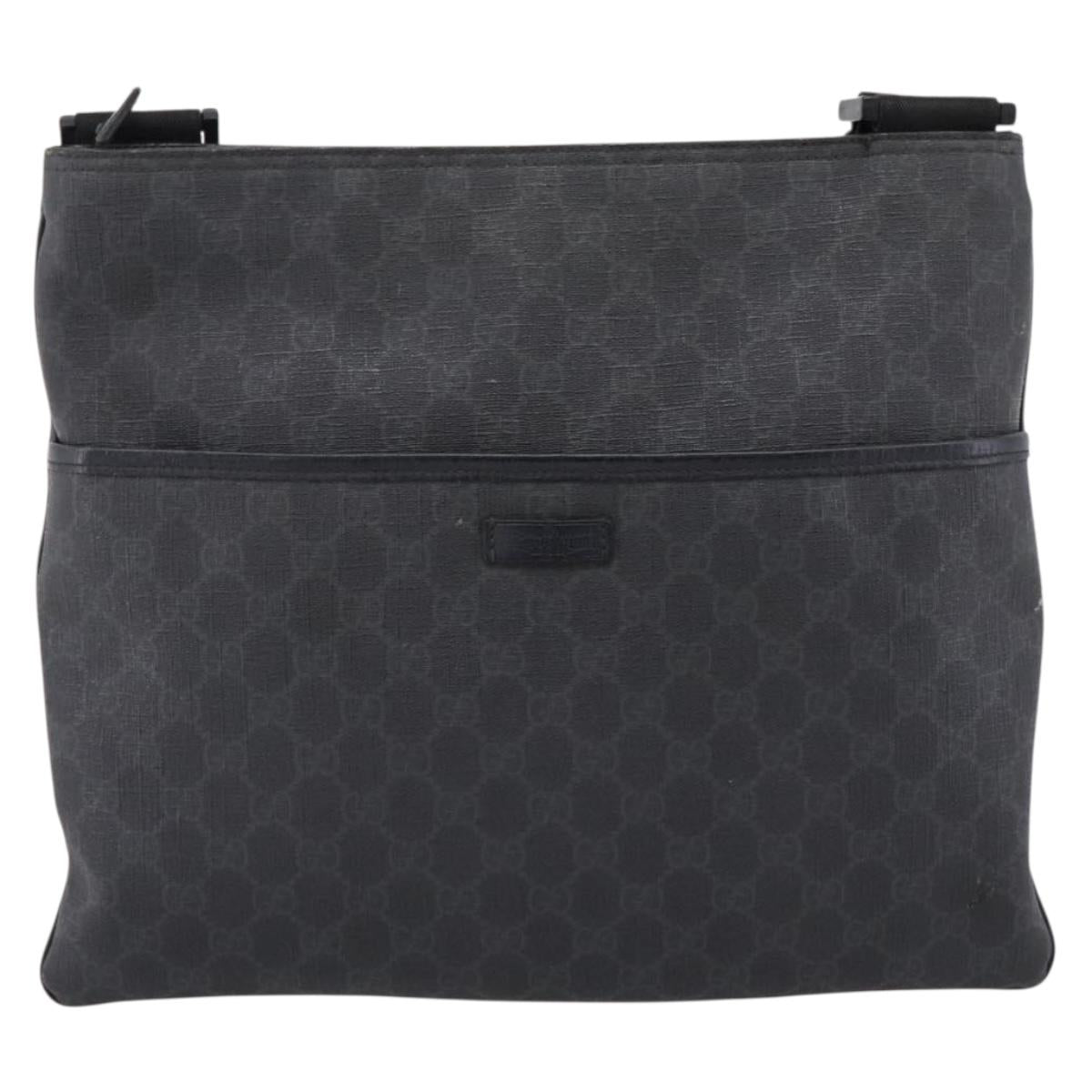 GUCCI GG Supreme Shoulder Bag PVC Black Silver 162904 Auth 202229A