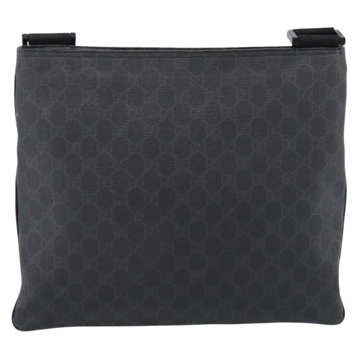 GUCCI GG Supreme Shoulder Bag PVC Black Silver 162904 Auth 202229A