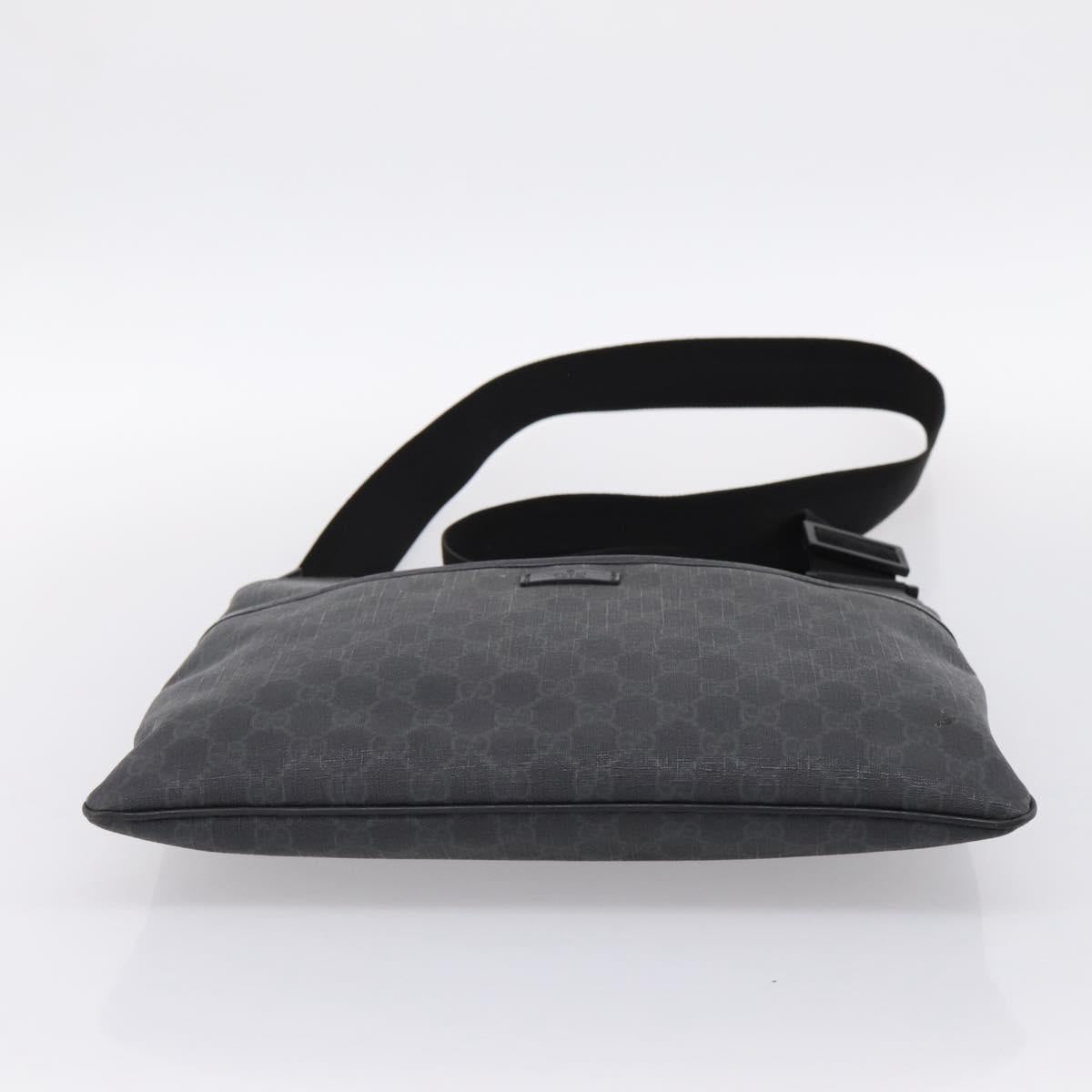GUCCI GG Supreme Shoulder Bag PVC Black Silver 162904 Auth 202229A