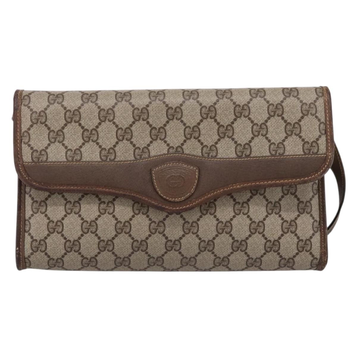 GUCCI GG Supreme Shoulder Bag PVC Beige Gold Tone 004 161 0670 Auth 202231