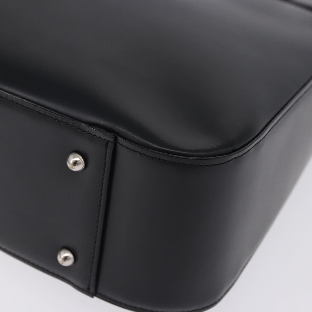 Burberrys Nova Check Hand Bag Leather Black Beige Auth 202233