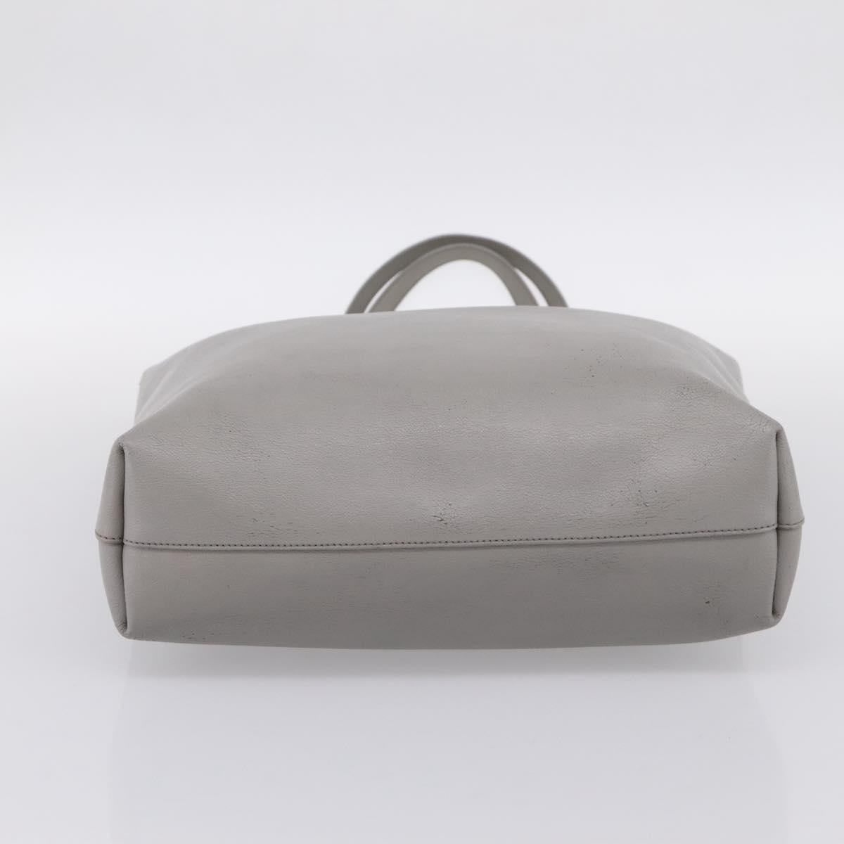 SAINT LAURENT Tote Bag Leather Gray Gold Tone Auth 202234