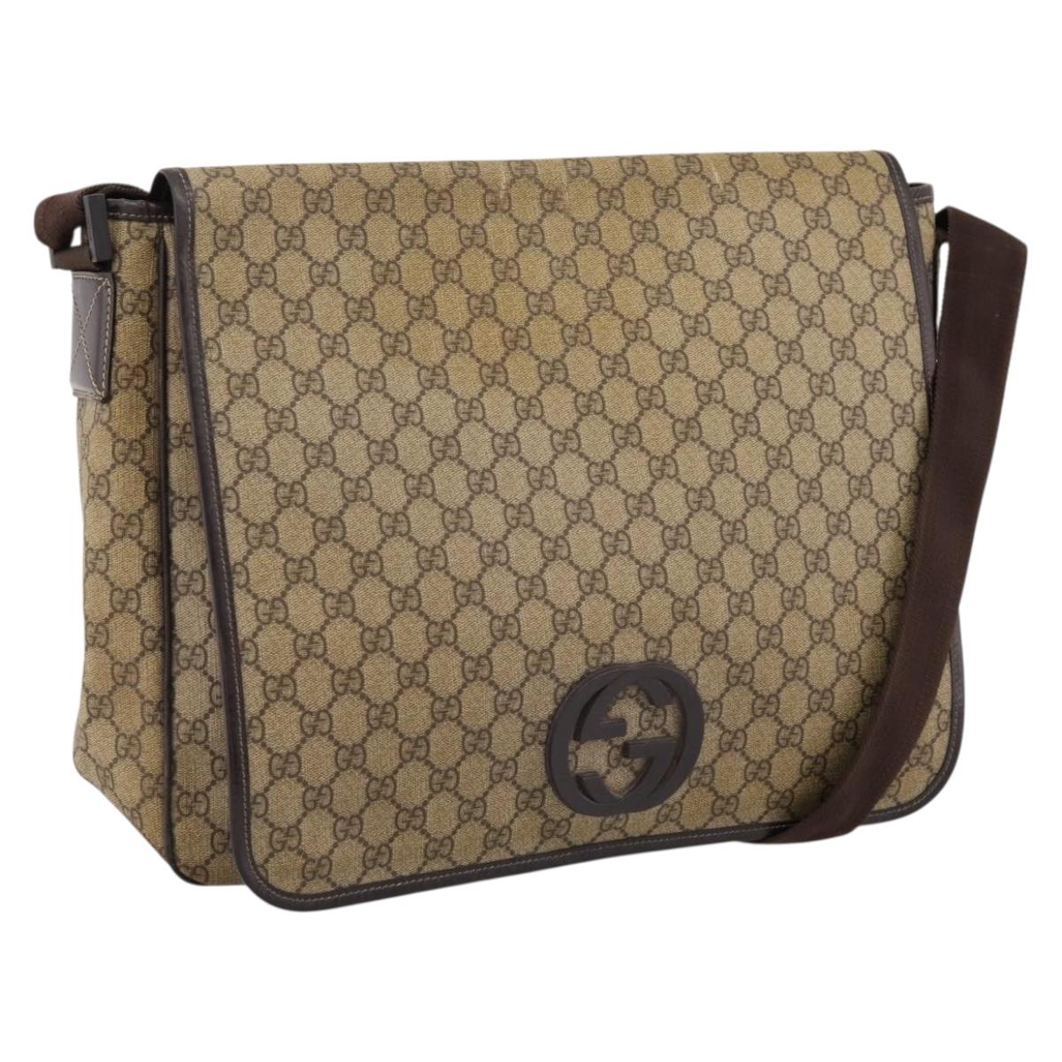 GUCCI GG Supreme Shoulder Bag PVC Beige 222291 Auth 202237