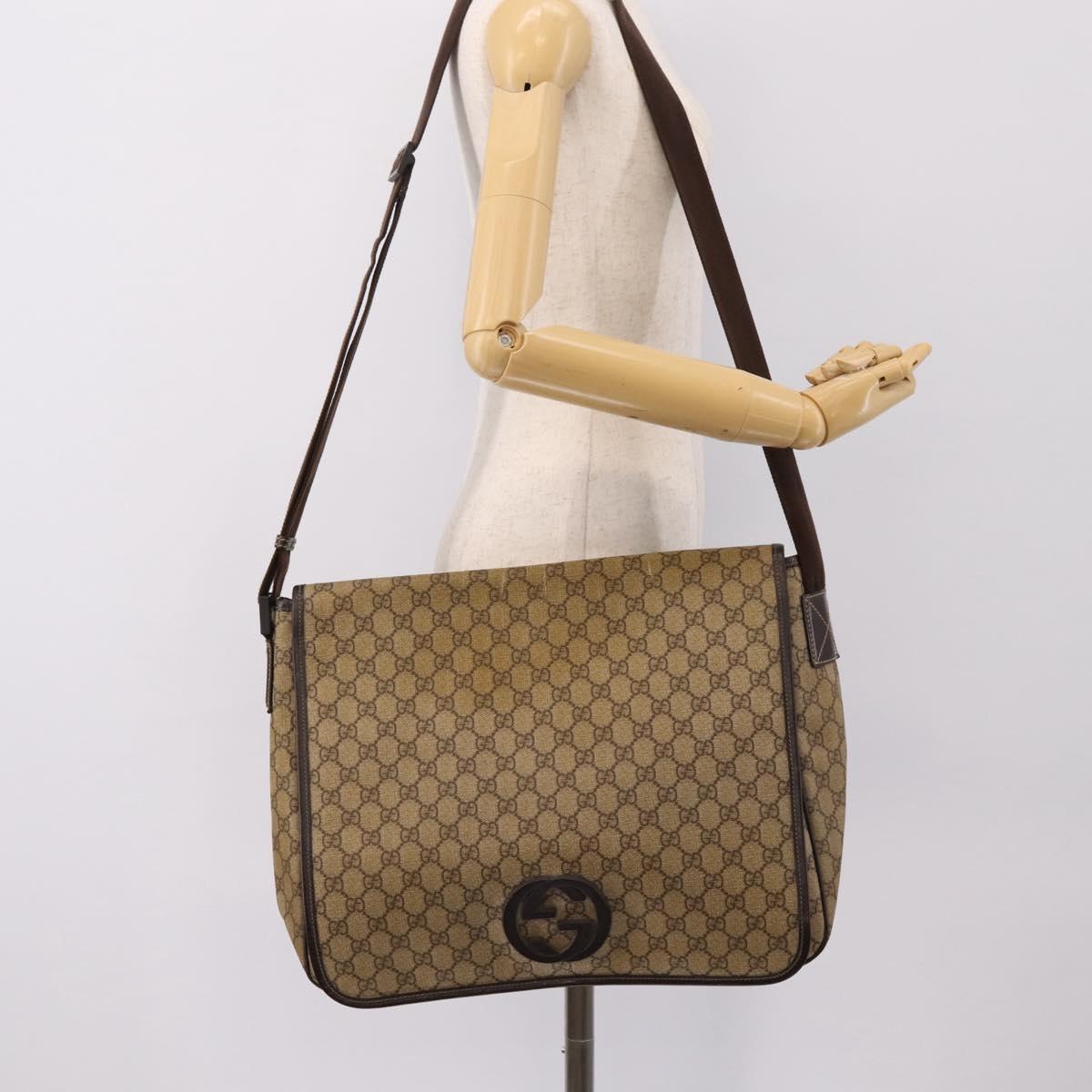 GUCCI GG Supreme Shoulder Bag PVC Beige 222291 Auth 202237