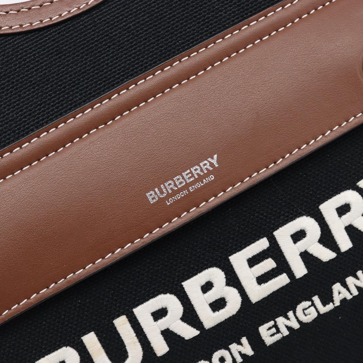 BURBERRY Hand Bag Canvas 2way Silver Black Auth 202239V