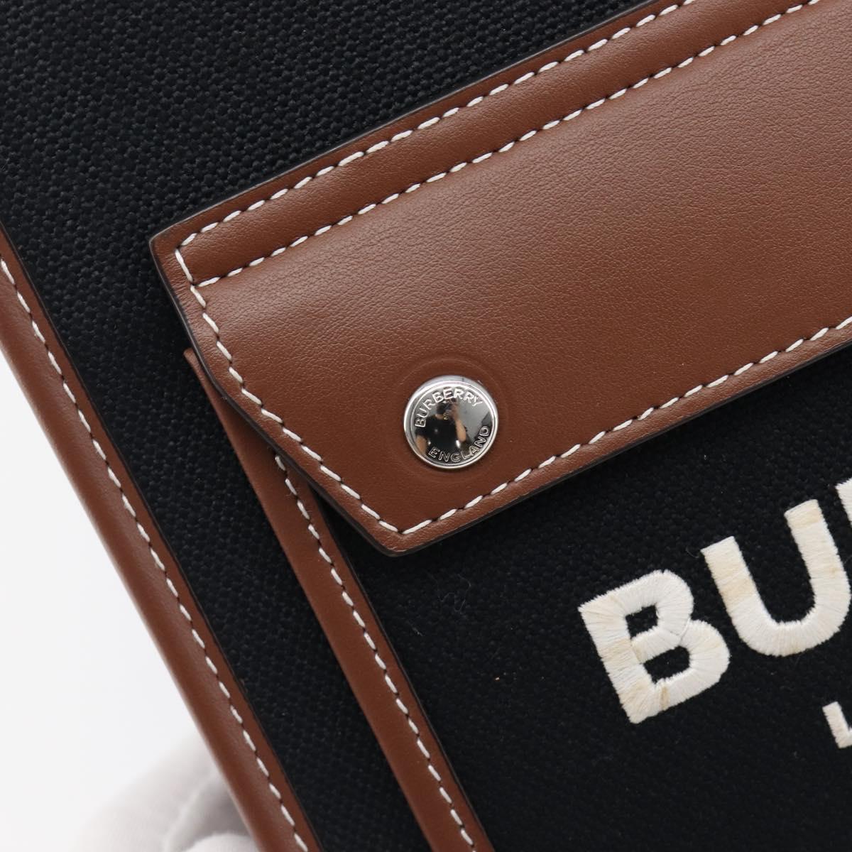 BURBERRY Hand Bag Canvas 2way Silver Black Auth 202239V