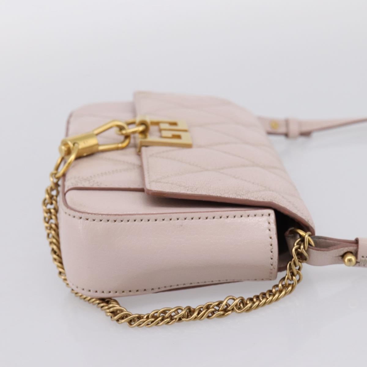 GIVENCHY Shoulder Bag Leather Pink Gold Tone Auth 202242A
