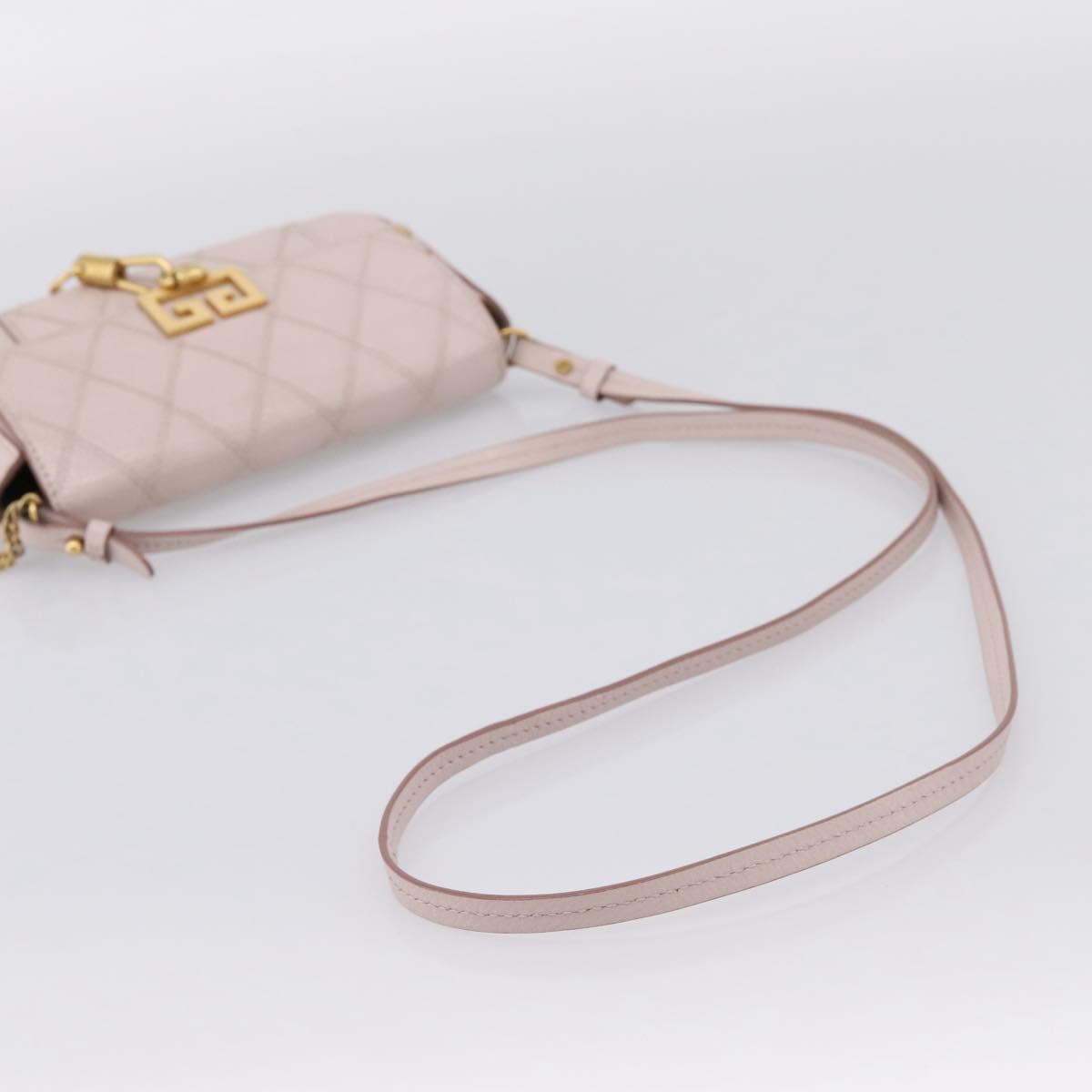 GIVENCHY Shoulder Bag Leather Pink Gold Tone Auth 202242A
