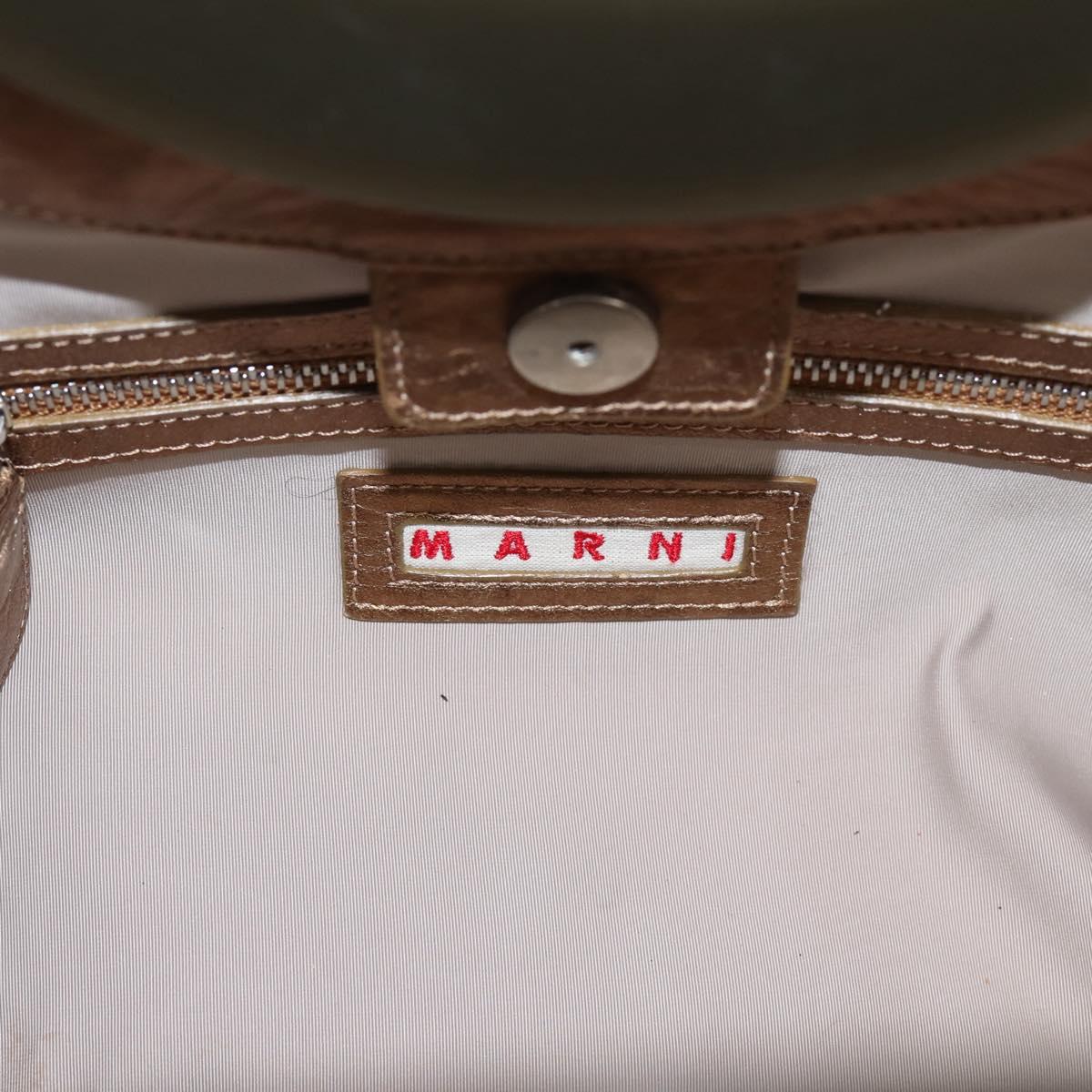 MARNI Hand Bag Leather 2way Gold Silver Auth 202246A