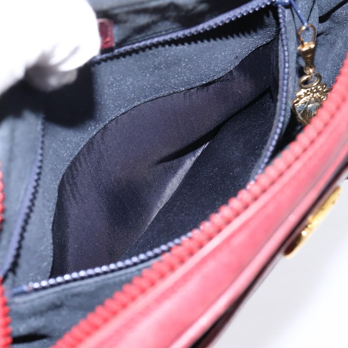 GUCCI Horsebit Shoulder Bag Canvas Navy Gold Tone Auth 202249