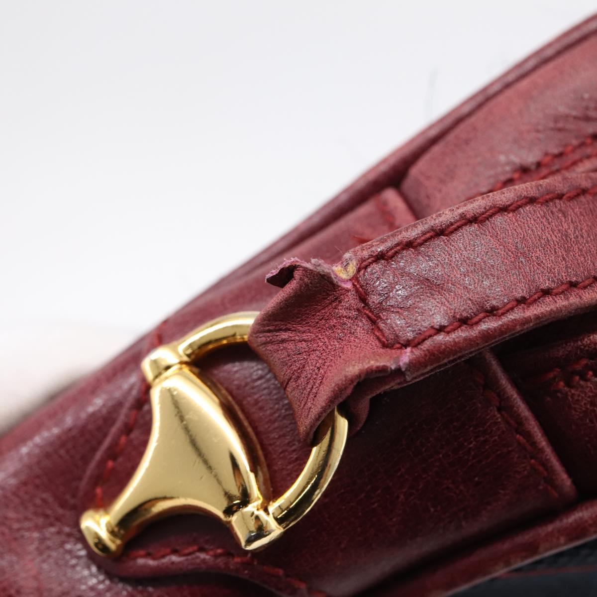 GUCCI Horsebit Shoulder Bag Canvas Navy Gold Tone Auth 202249