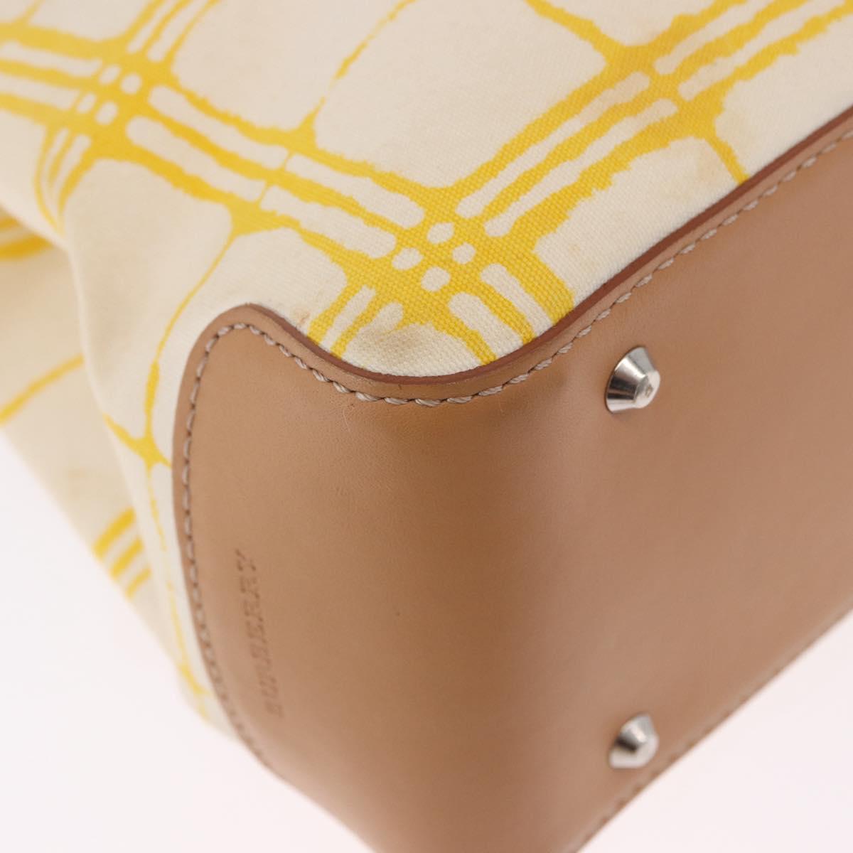 BURBERRY Hand Bag Canvas Yellow Beige Auth 202250A
