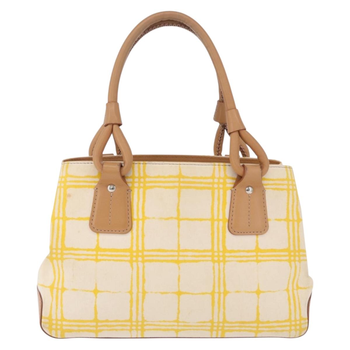 BURBERRY Hand Bag Canvas Yellow Beige Auth 202250A