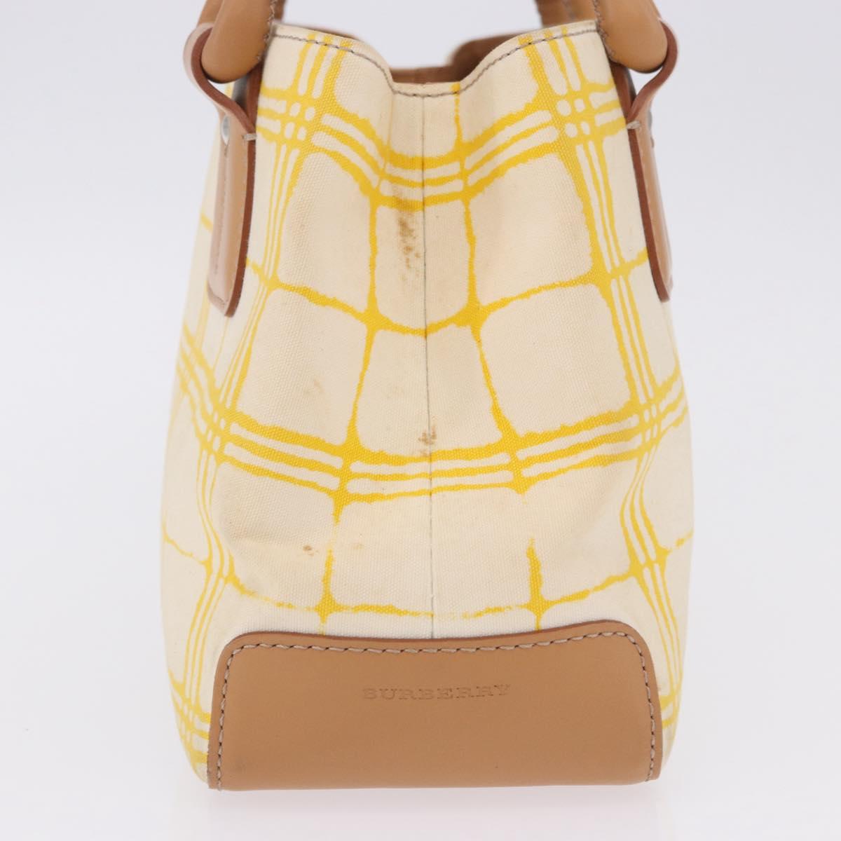 BURBERRY Hand Bag Canvas Yellow Beige Auth 202250A