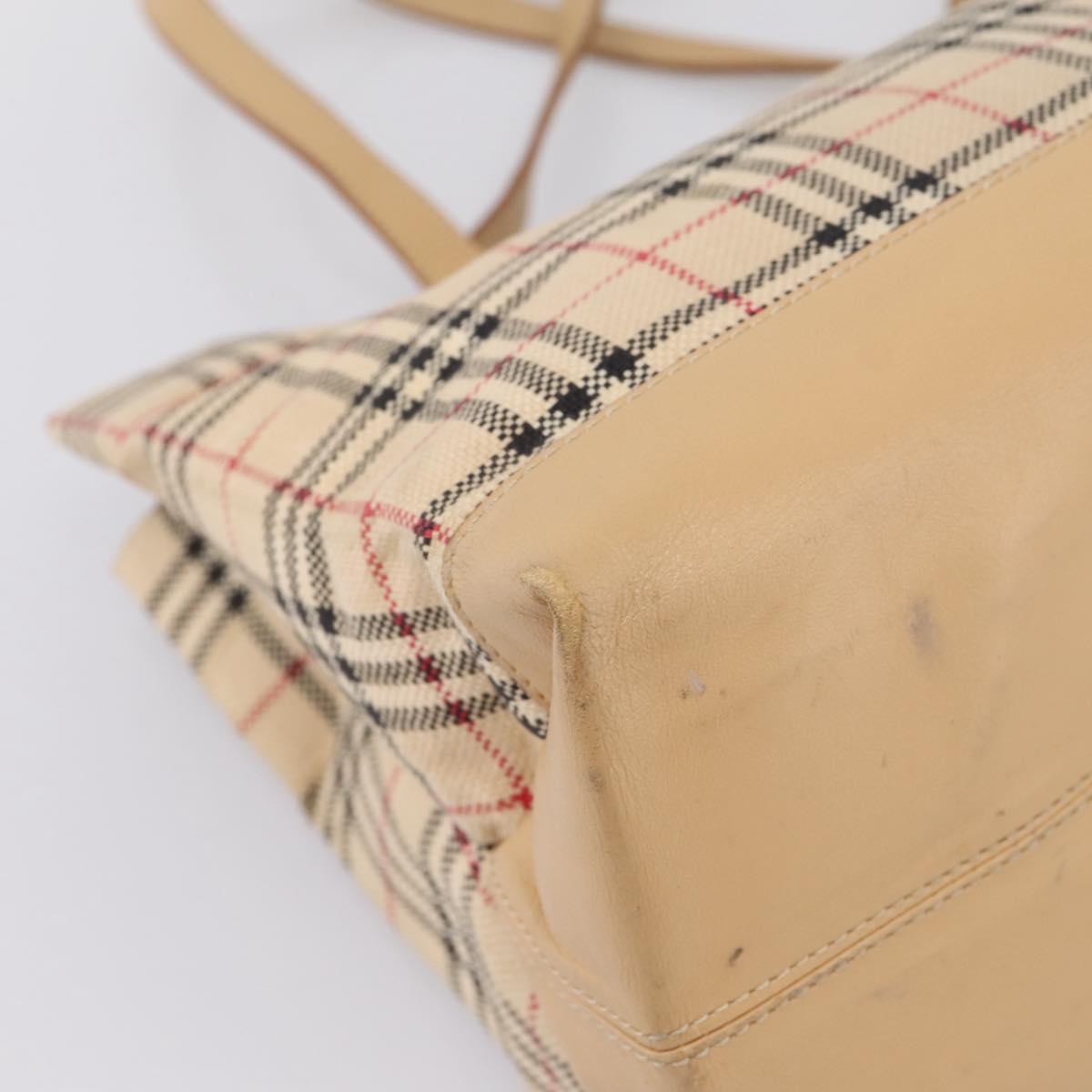 Burberrys Nova Check Tote Bag Canvas Beige Silver Auth 202251A