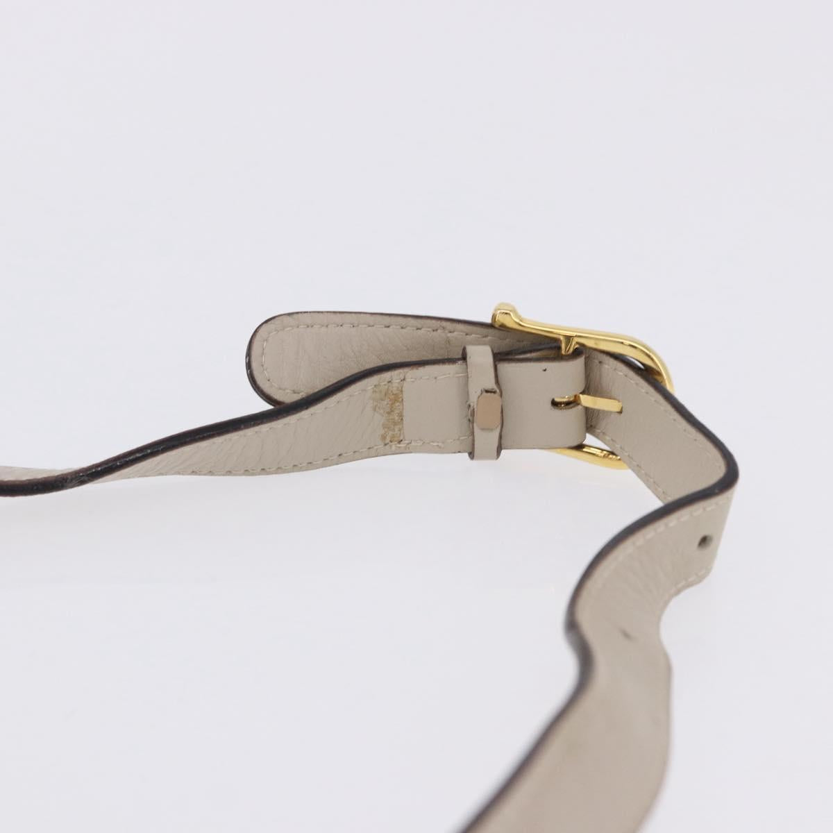 CELINE Shoulder Bag Leather Beige Gold Tone Auth 202258A