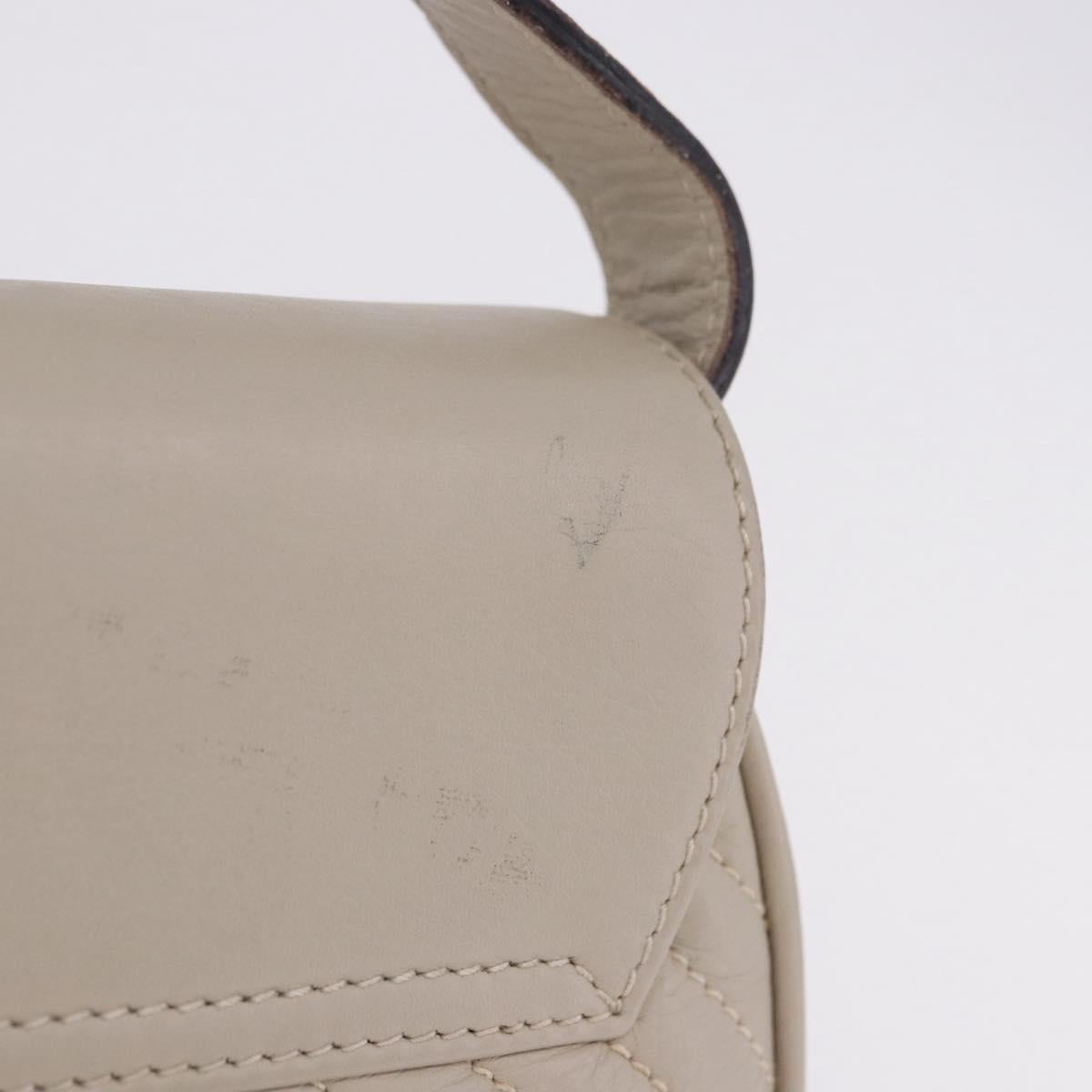 CELINE Shoulder Bag Leather Beige Gold Tone Auth 202258A