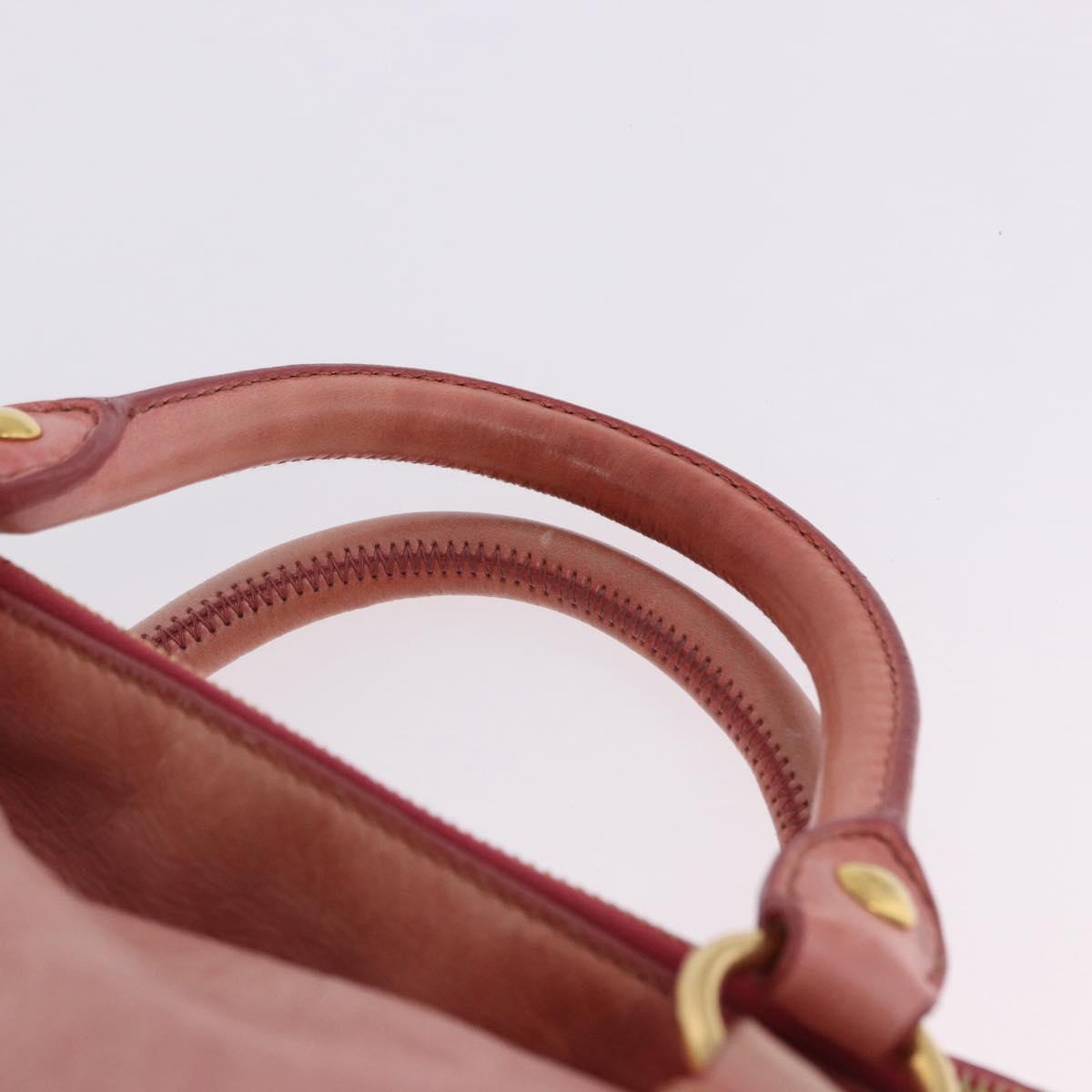 Miu Miu Vitellolux Hand Bag Leather 2way Pink Gold Auth 202259M