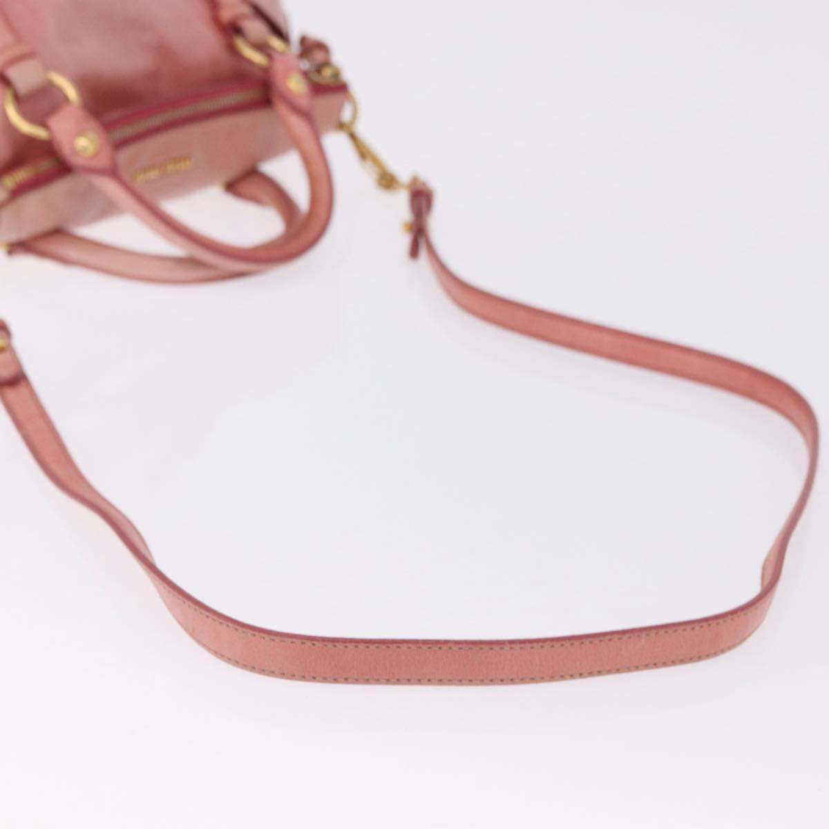 Miu Miu Vitellolux Hand Bag Leather 2way Pink Gold Auth 202259M