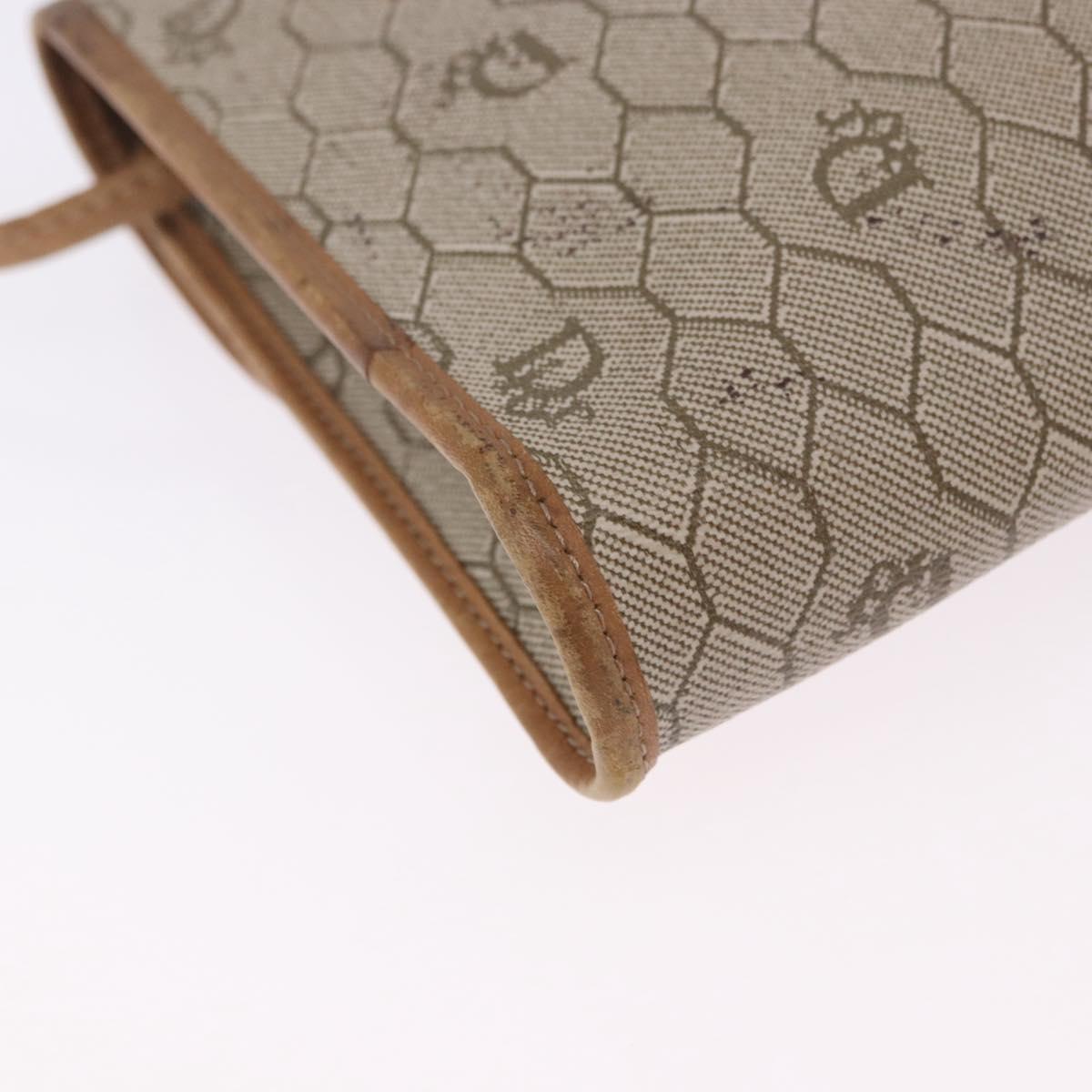 Christian Dior Honeycomb Shoulder Bag PVC Leather Beige Gold Tone Auth 202260