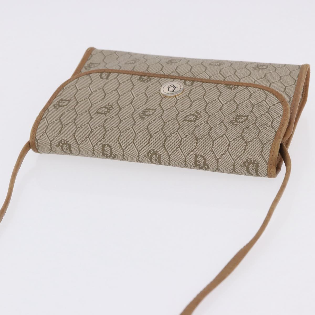 Christian Dior Honeycomb Shoulder Bag PVC Leather Beige Gold Tone Auth 202260