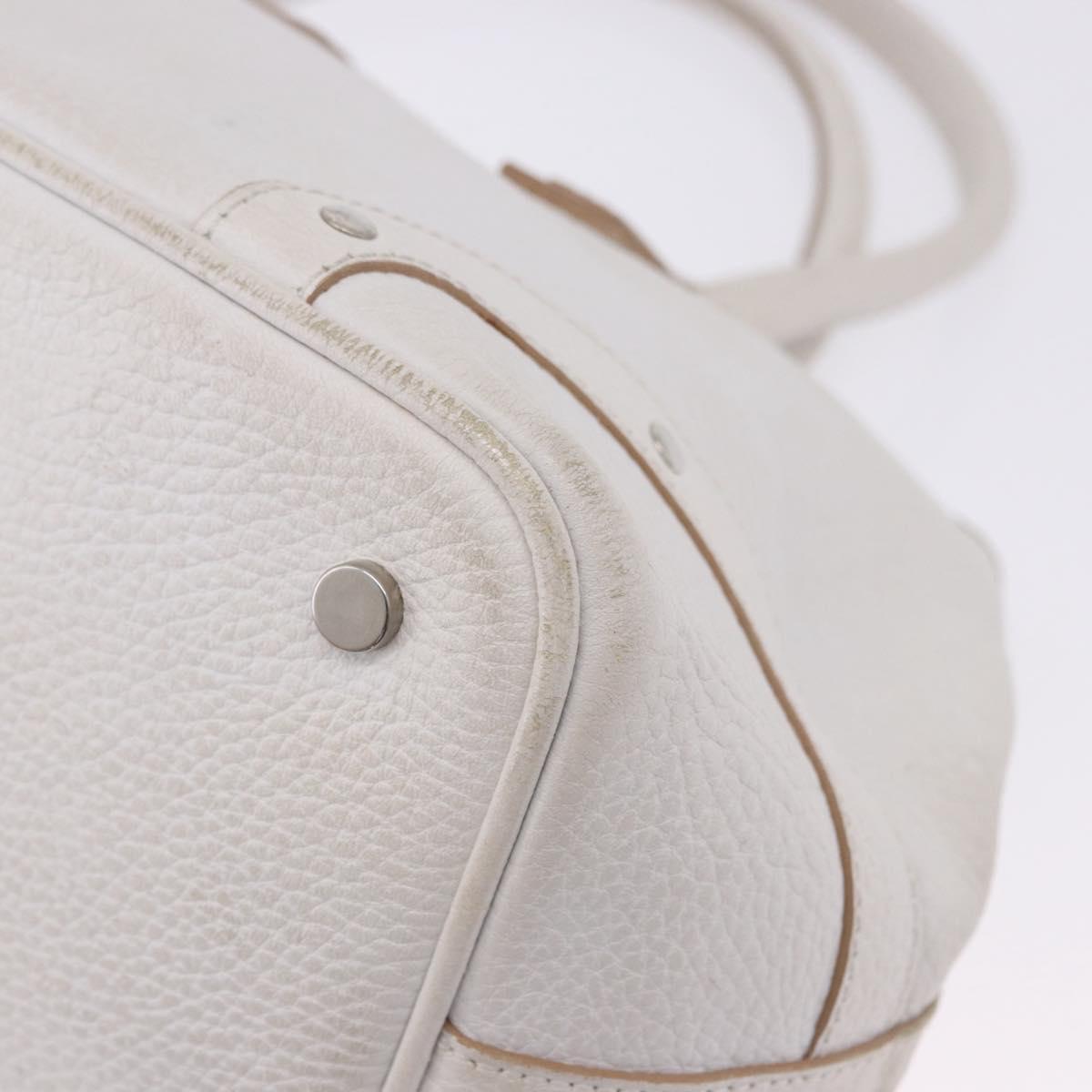 BURBERRY Hand Bag Leather White Silver Auth 202261