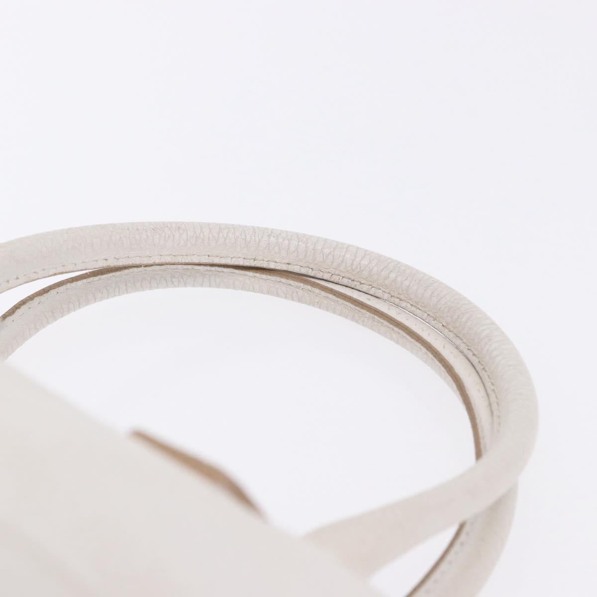 BURBERRY Hand Bag Leather White Silver Auth 202261
