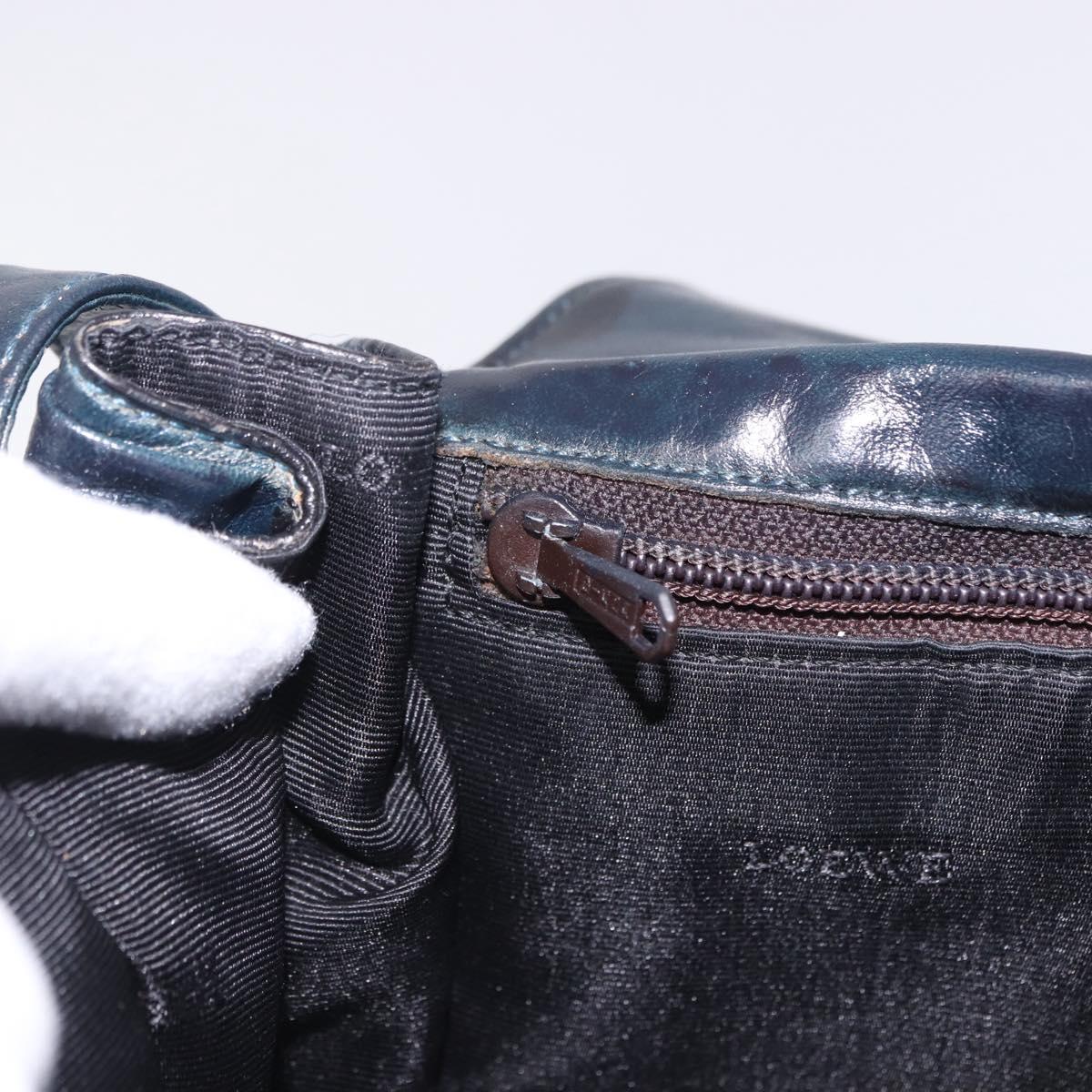 LOEWE Shoulder Bag Leather Navy Gold Tone Auth 202262