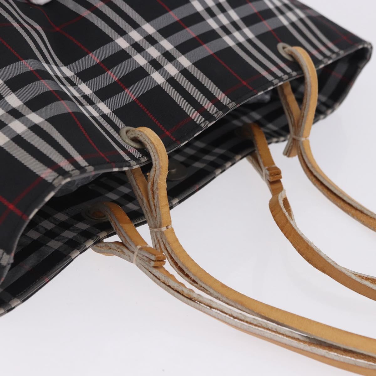 BURBERRY Nova Check Tote Bag Canvas Black Beige Auth 202264
