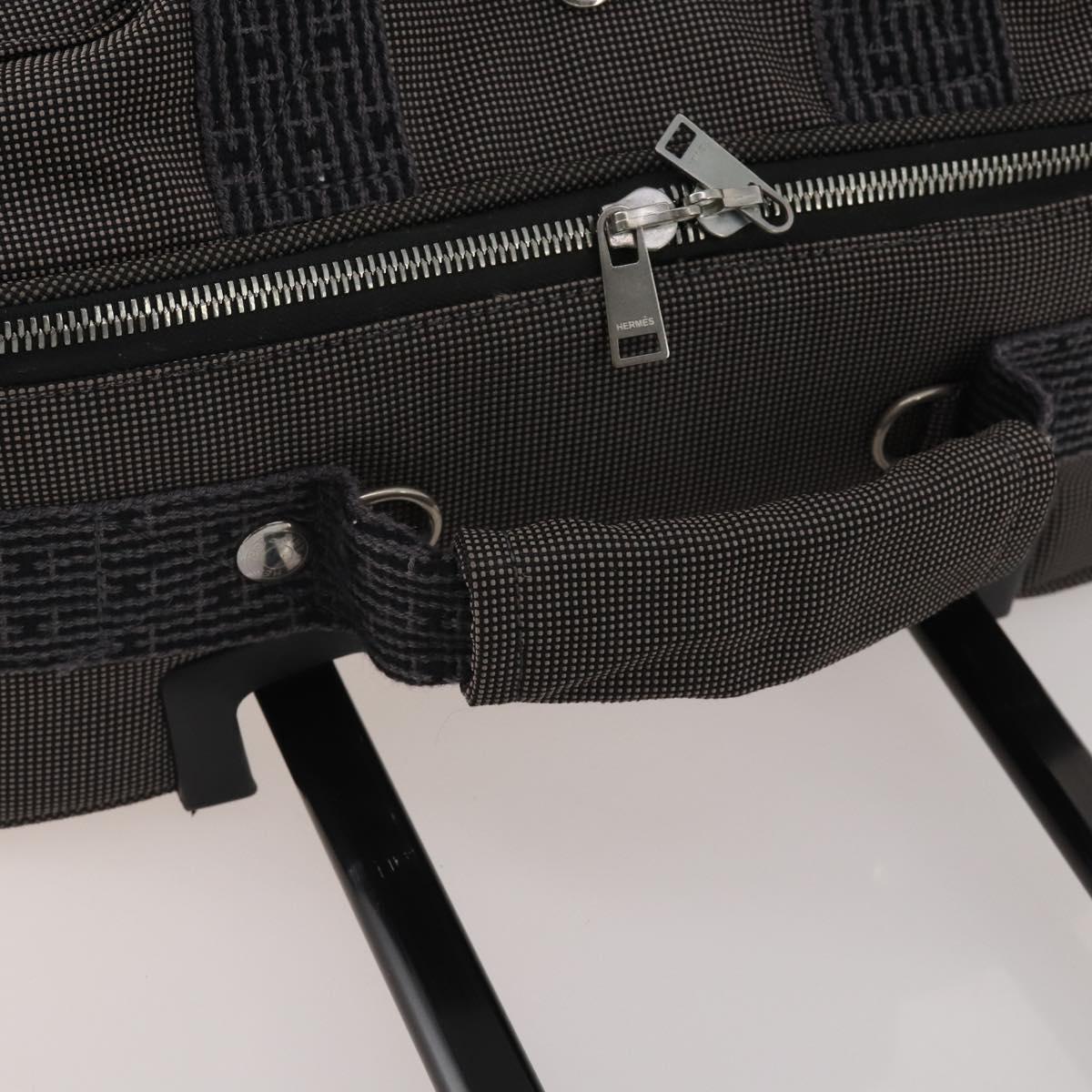 HERMES Her Line Suitcase Canvas Gray Silver Auth 202265