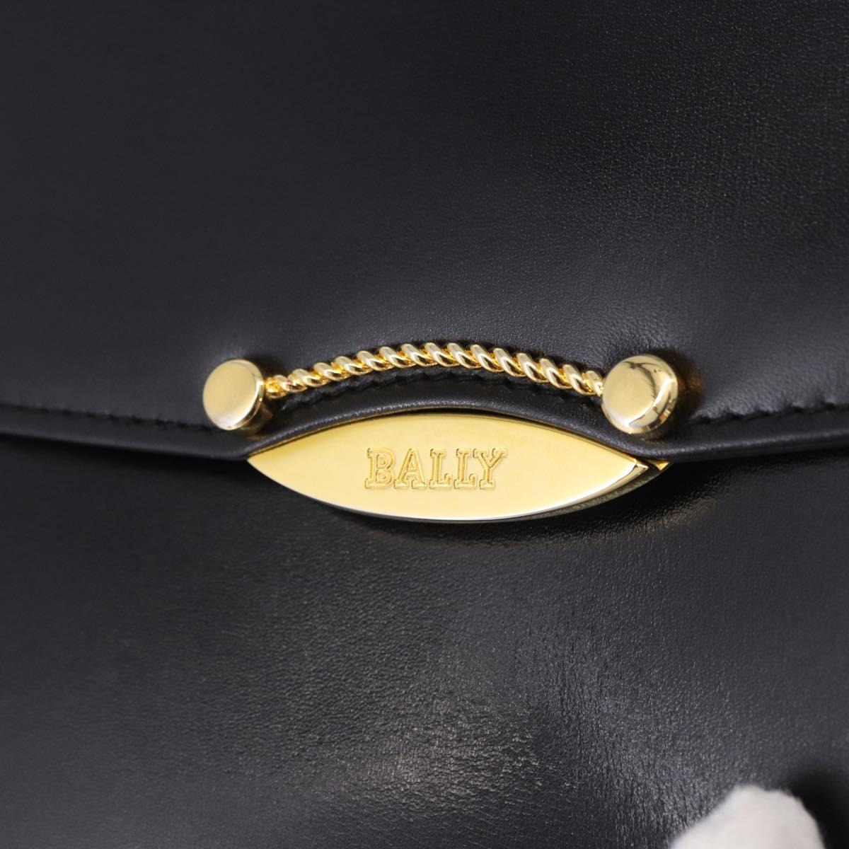 BALLY Shoulder Bag Leather Black Gold Tone Auth 202267A