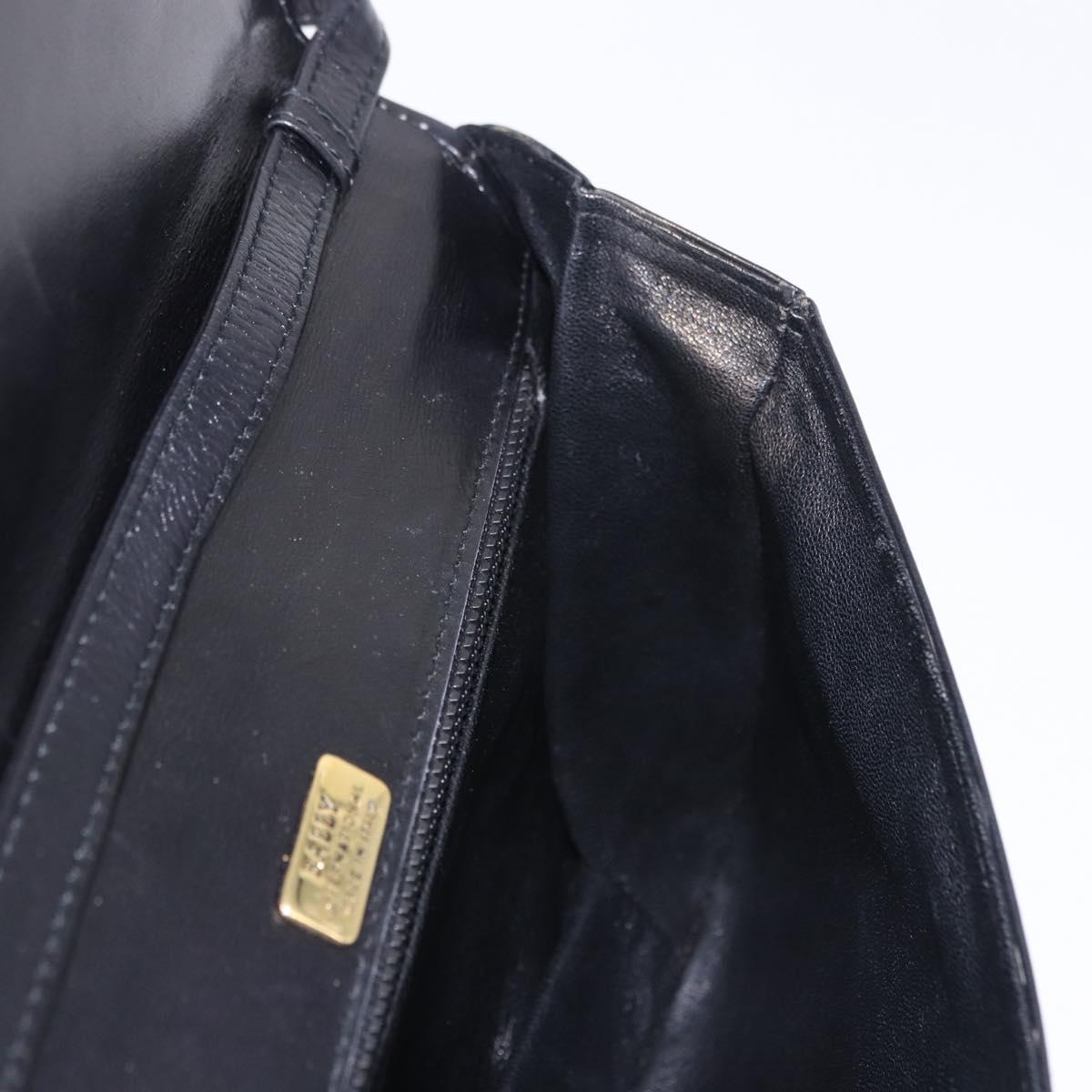 BALLY Shoulder Bag Leather Black Gold Tone Auth 202267A