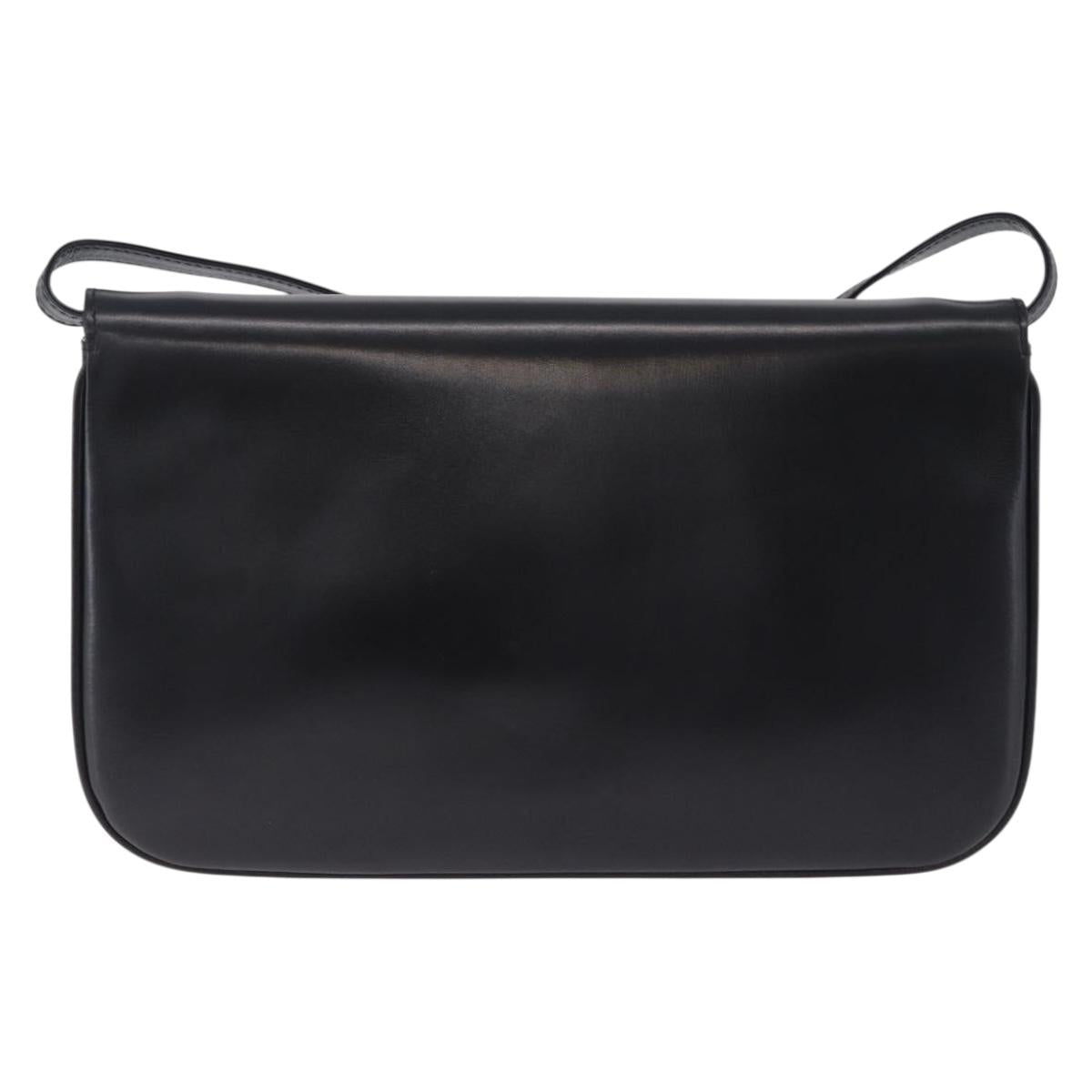 BALLY Shoulder Bag Leather Black Gold Tone Auth 202267A