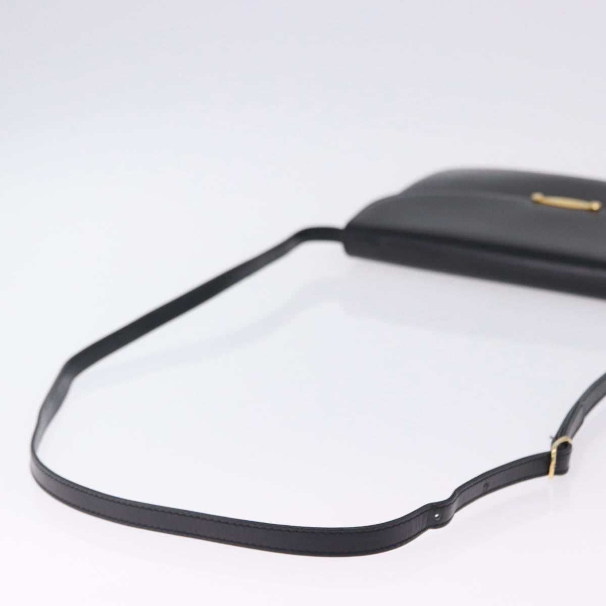 BALLY Shoulder Bag Leather Black Gold Tone Auth 202267A
