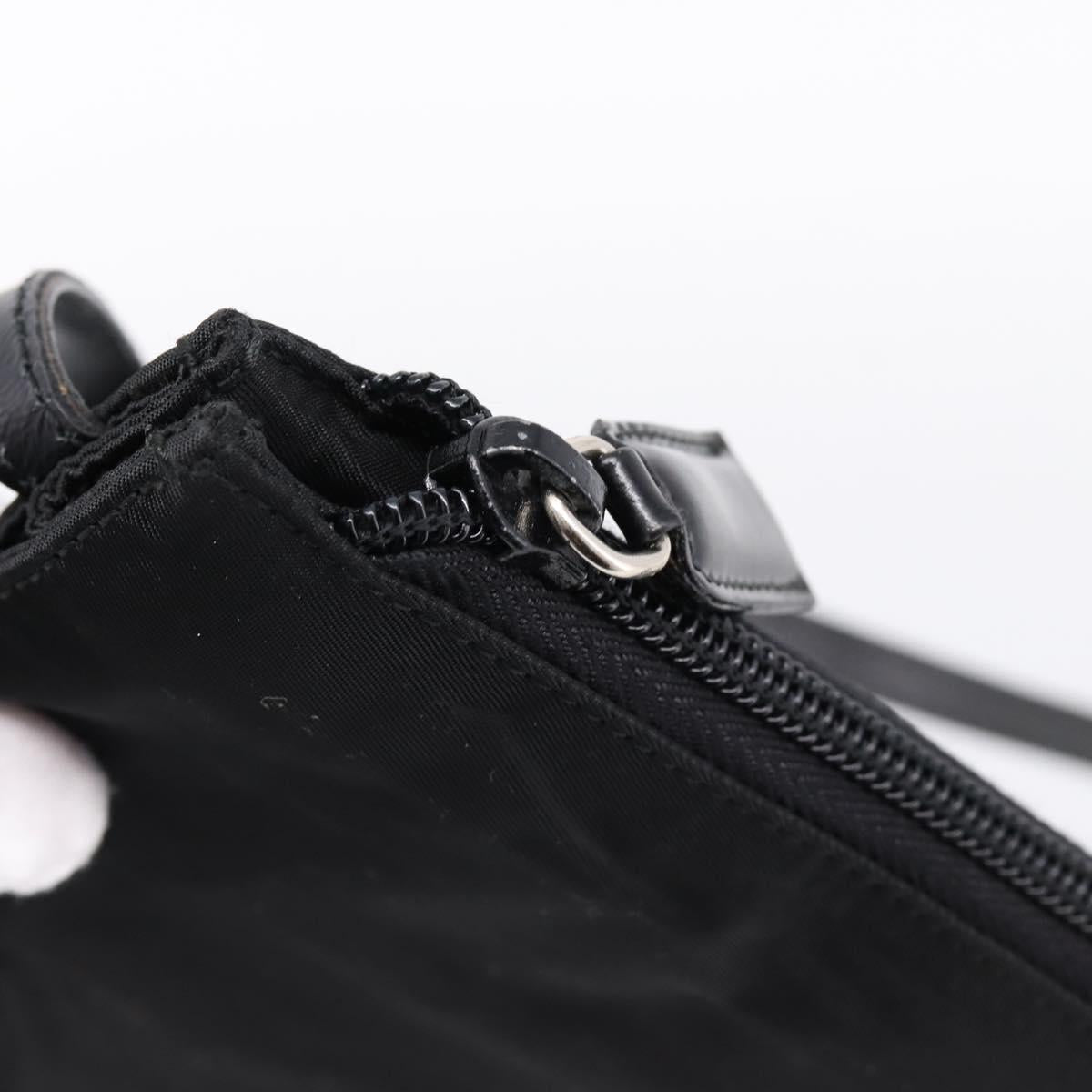 PRADA Shoulder Bag Nylon Black Silver Auth 202271A