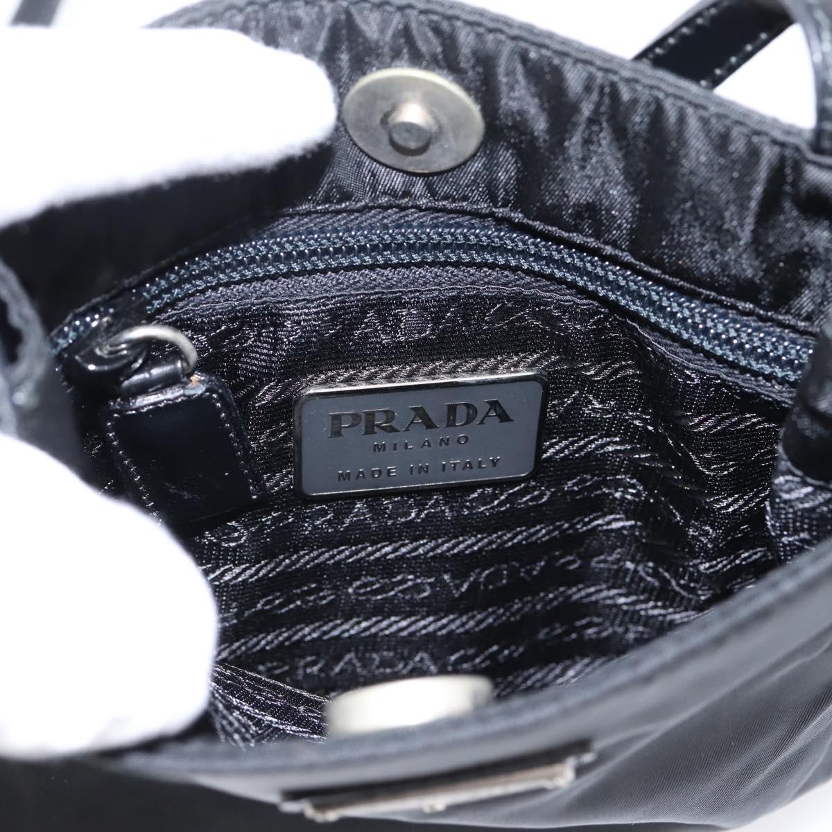 PRADA Shoulder Bag Nylon Black Silver Auth 202271A