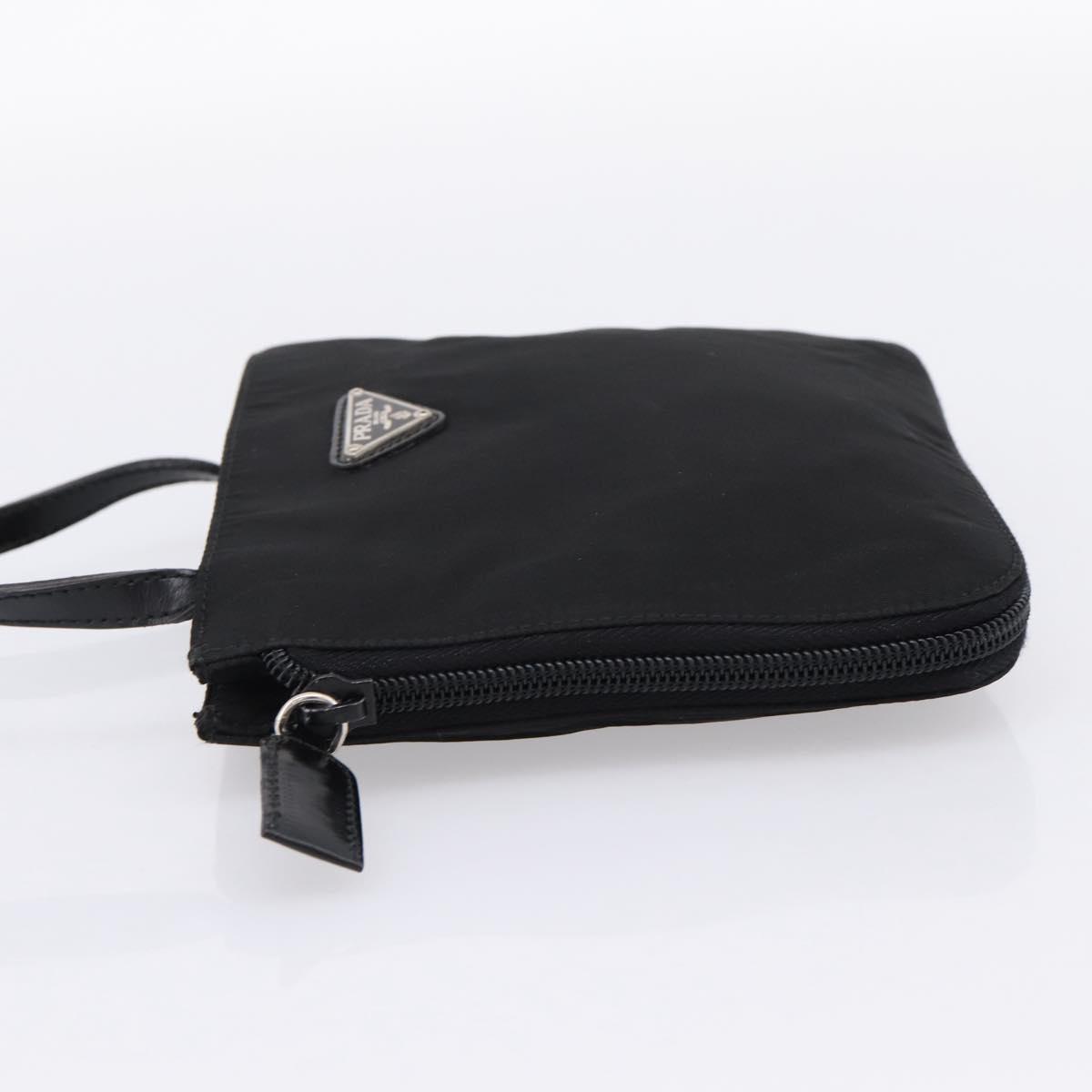 PRADA Shoulder Bag Nylon Black Silver Auth 202271A