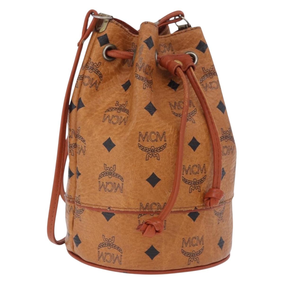 MCM Vicetos Shoulder Bag PVC Leather Brown Gold Tone Auth 202272A