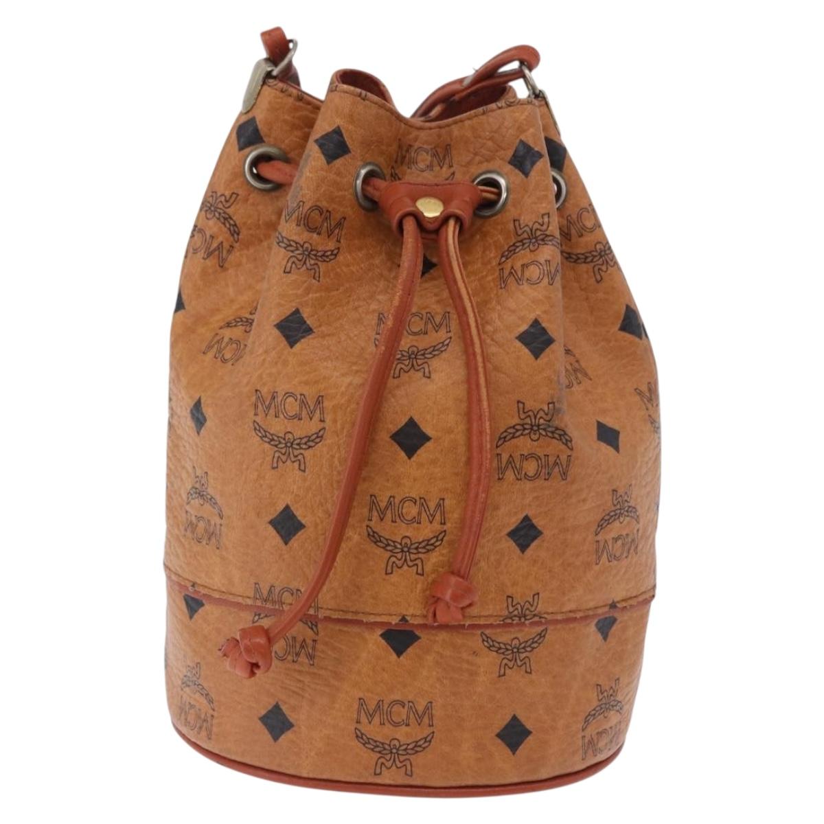 MCM Vicetos Shoulder Bag PVC Leather Brown Gold Tone Auth 202272A